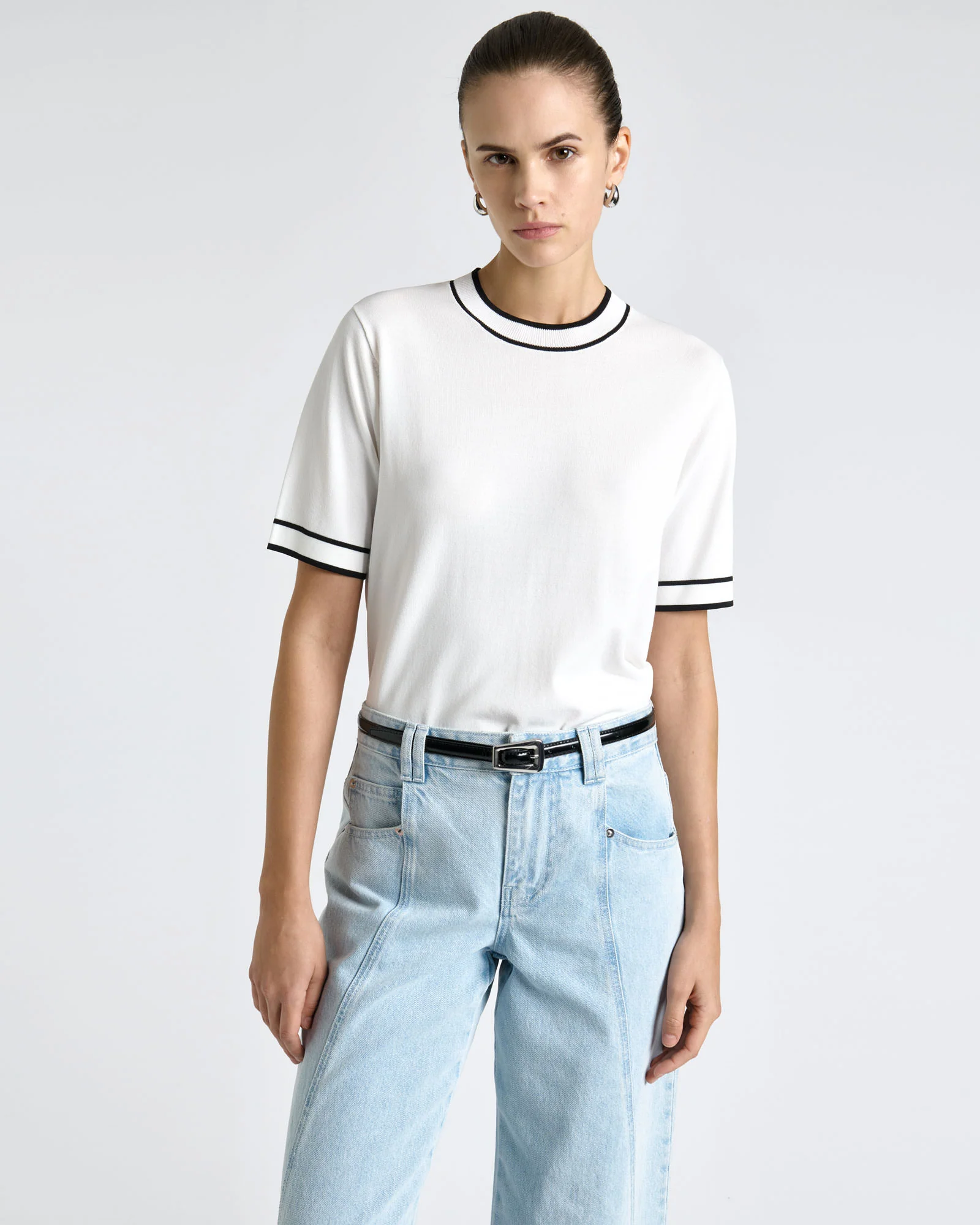 Knitted Tee with Contrast Tipping