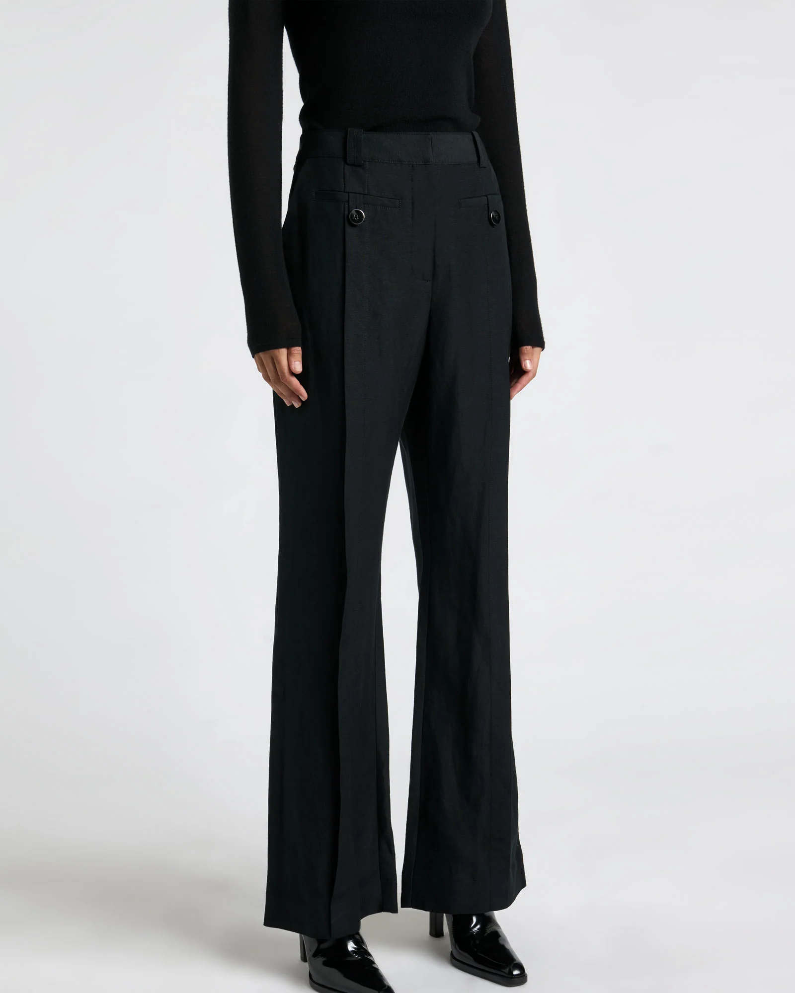 Linen Blend Bootleg Pant