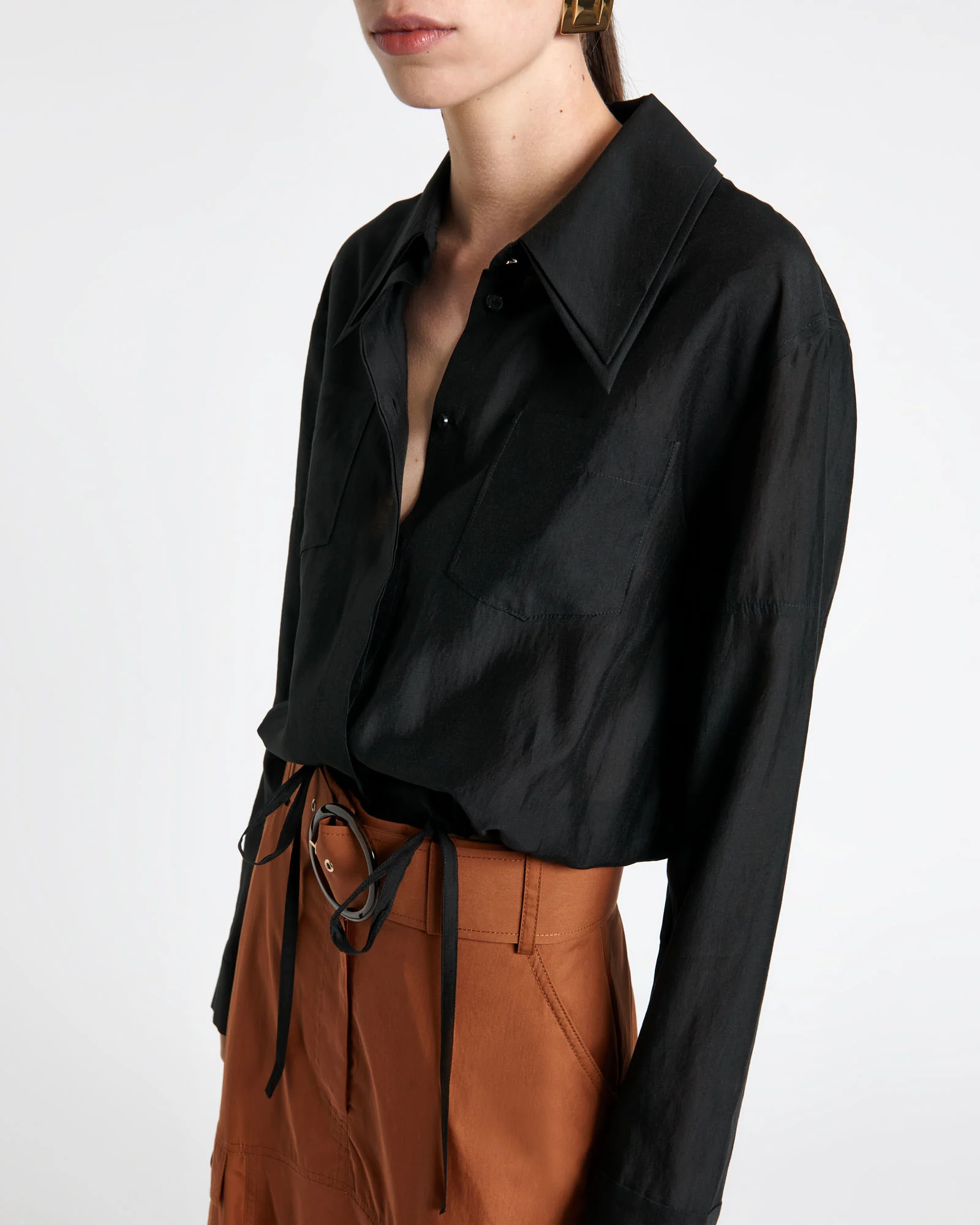 Double Collar Cropped Shirt