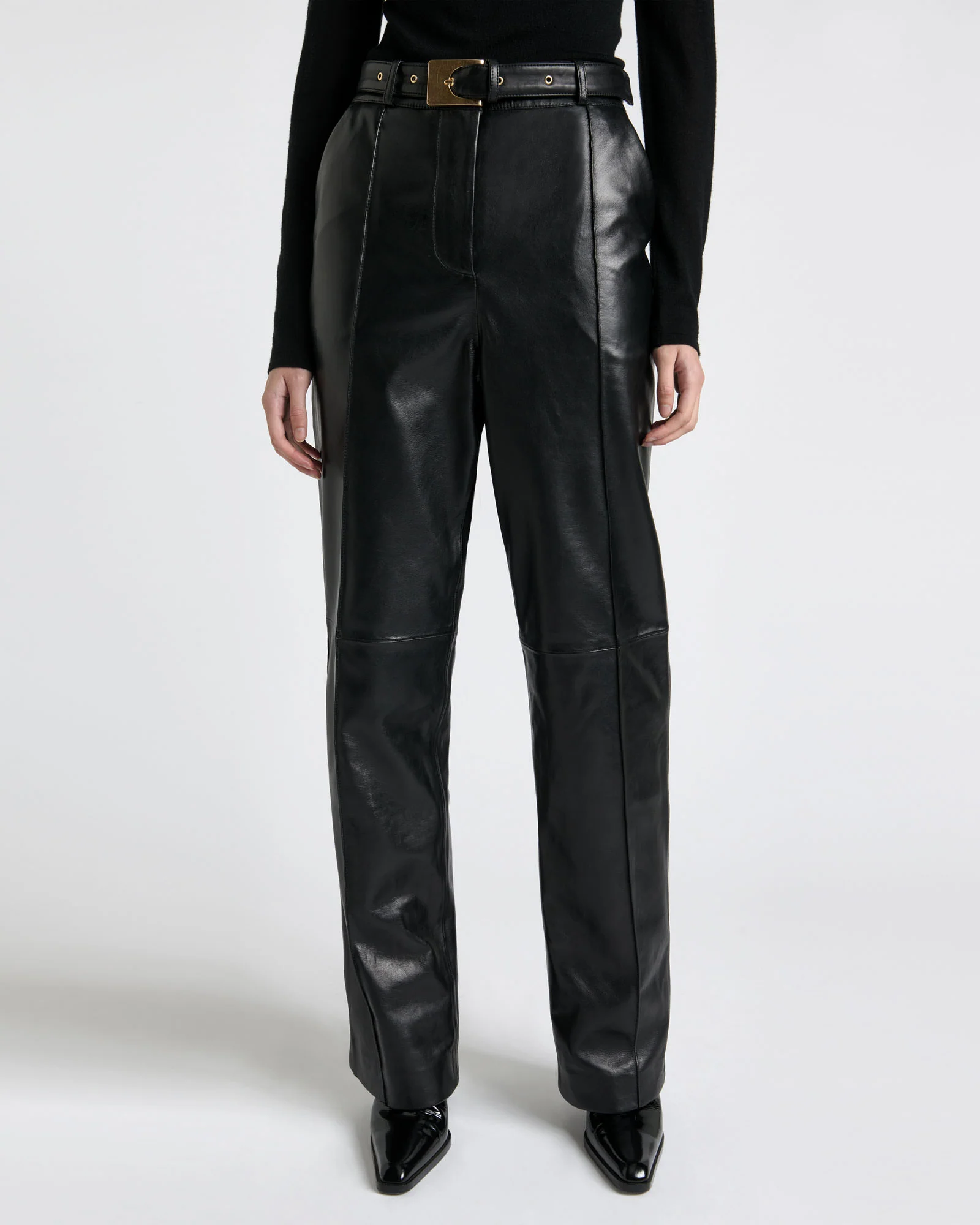 Leather Belted Slim Pant