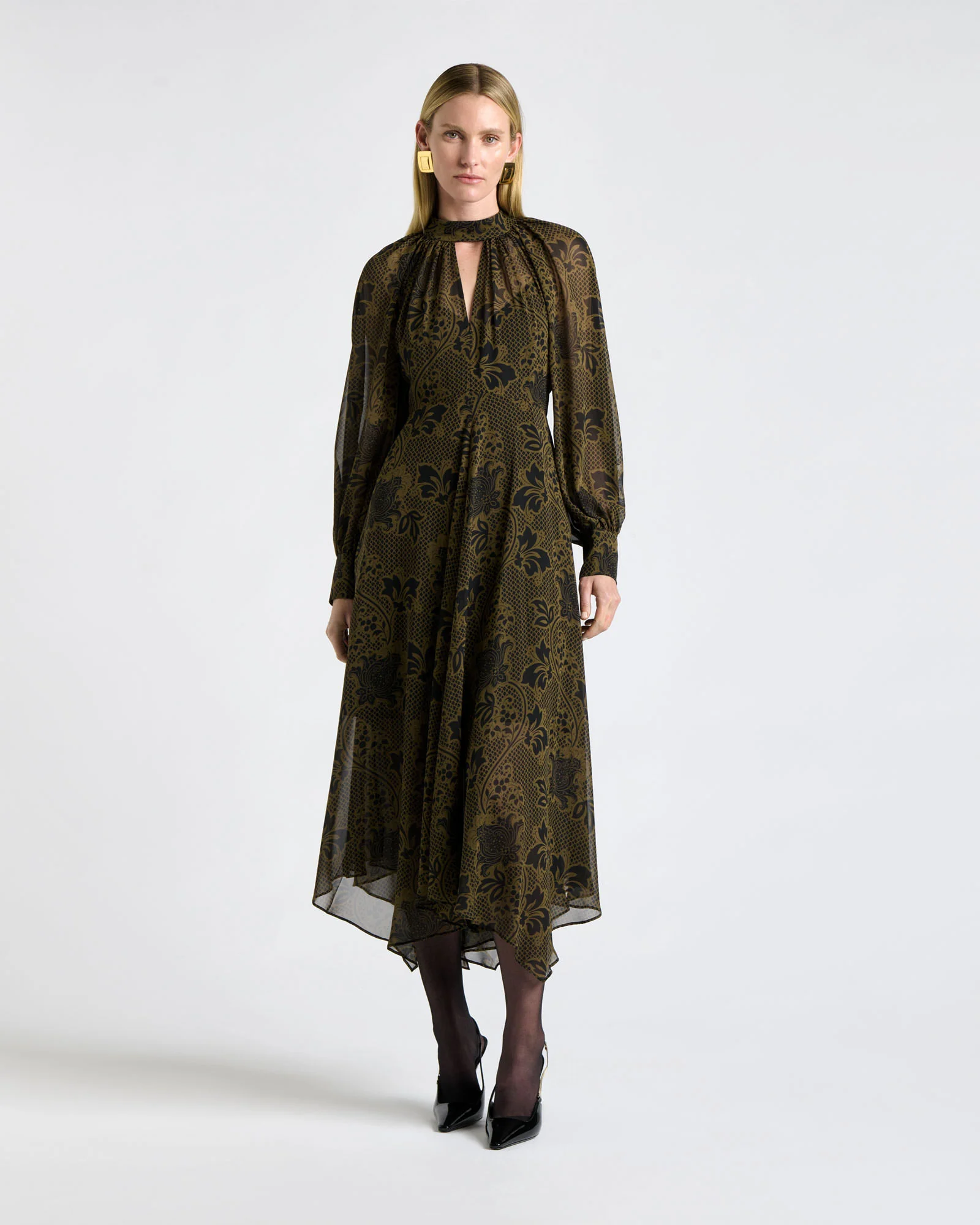 Lattice Chintz Floral Midi Dress