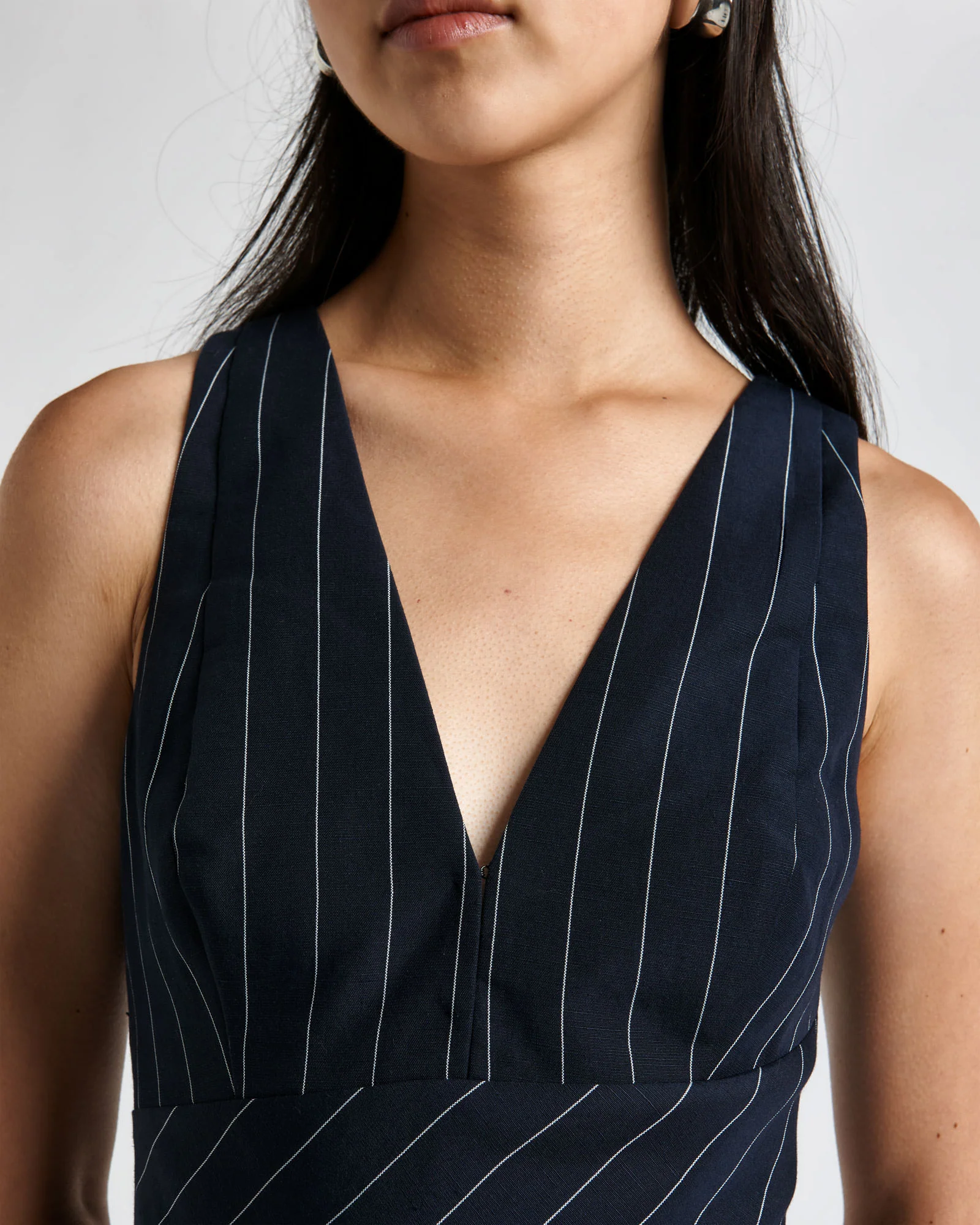 Pinstripe Panelled Midi Dress