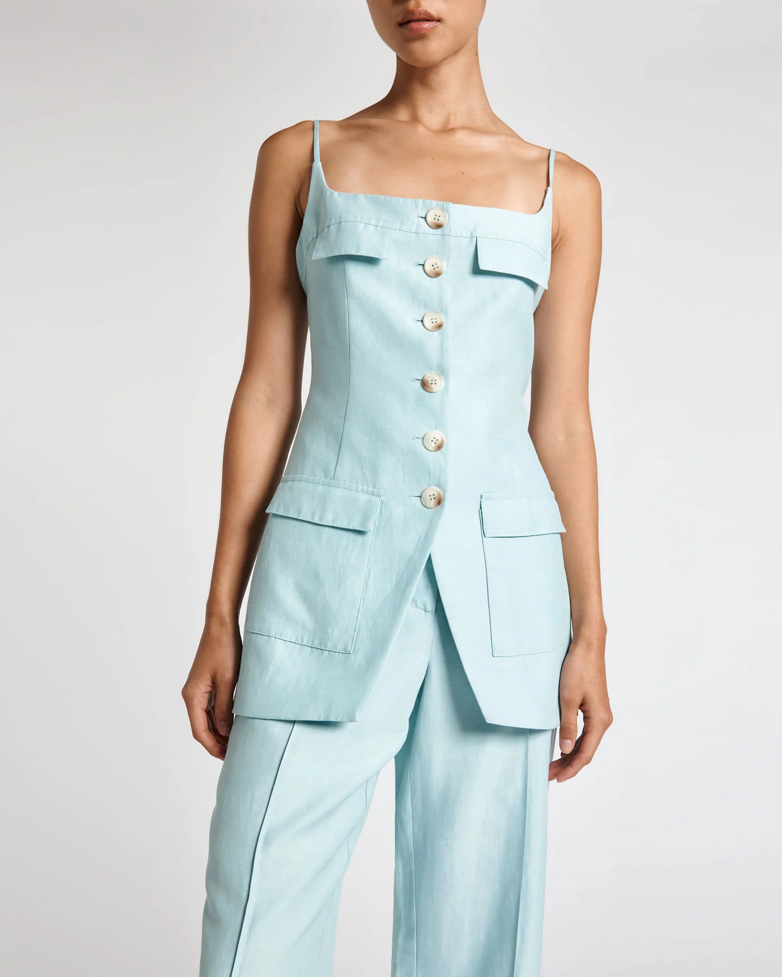 Powder Blue Safari Pocket Top