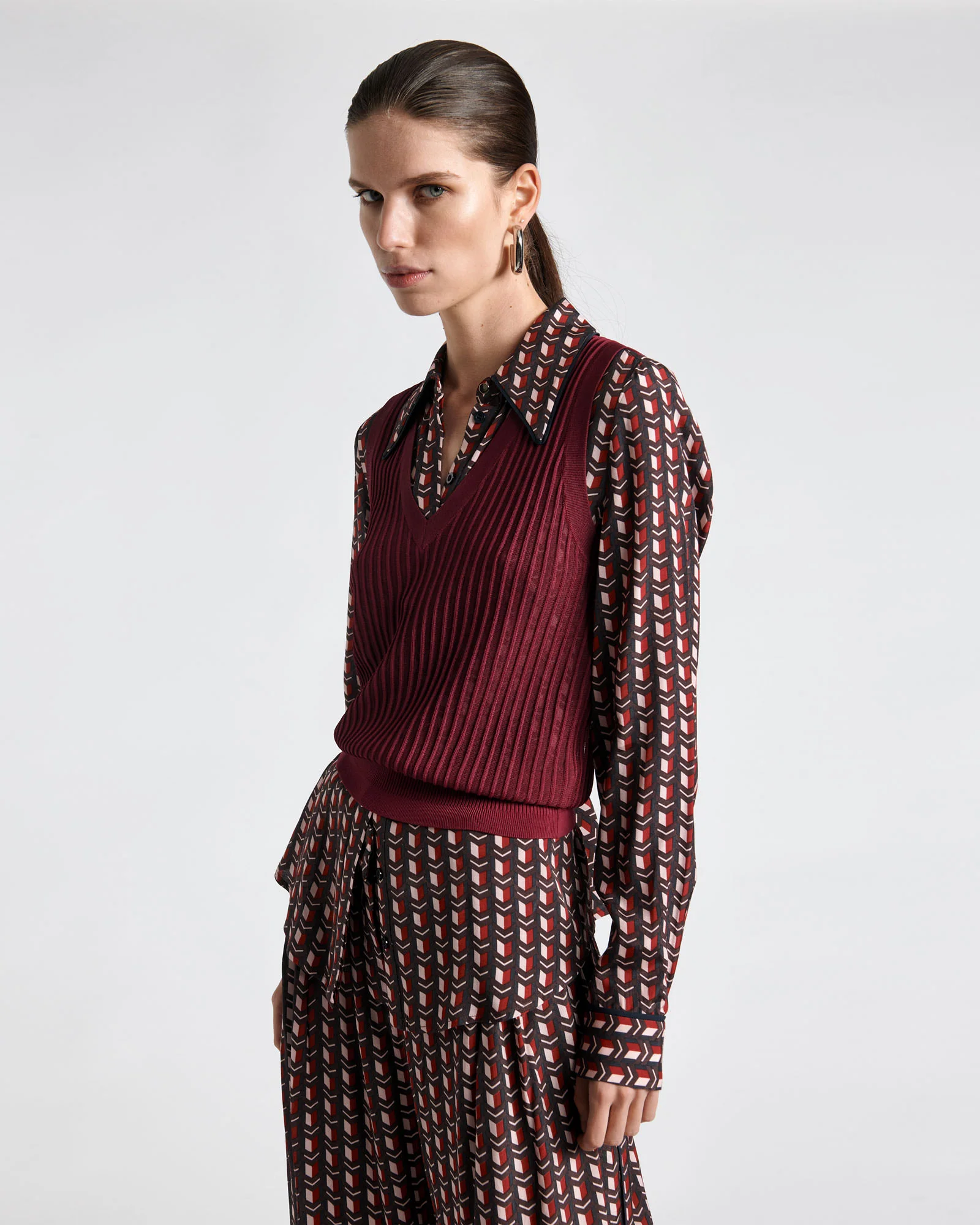 Sheer Rib V-Neck Vest