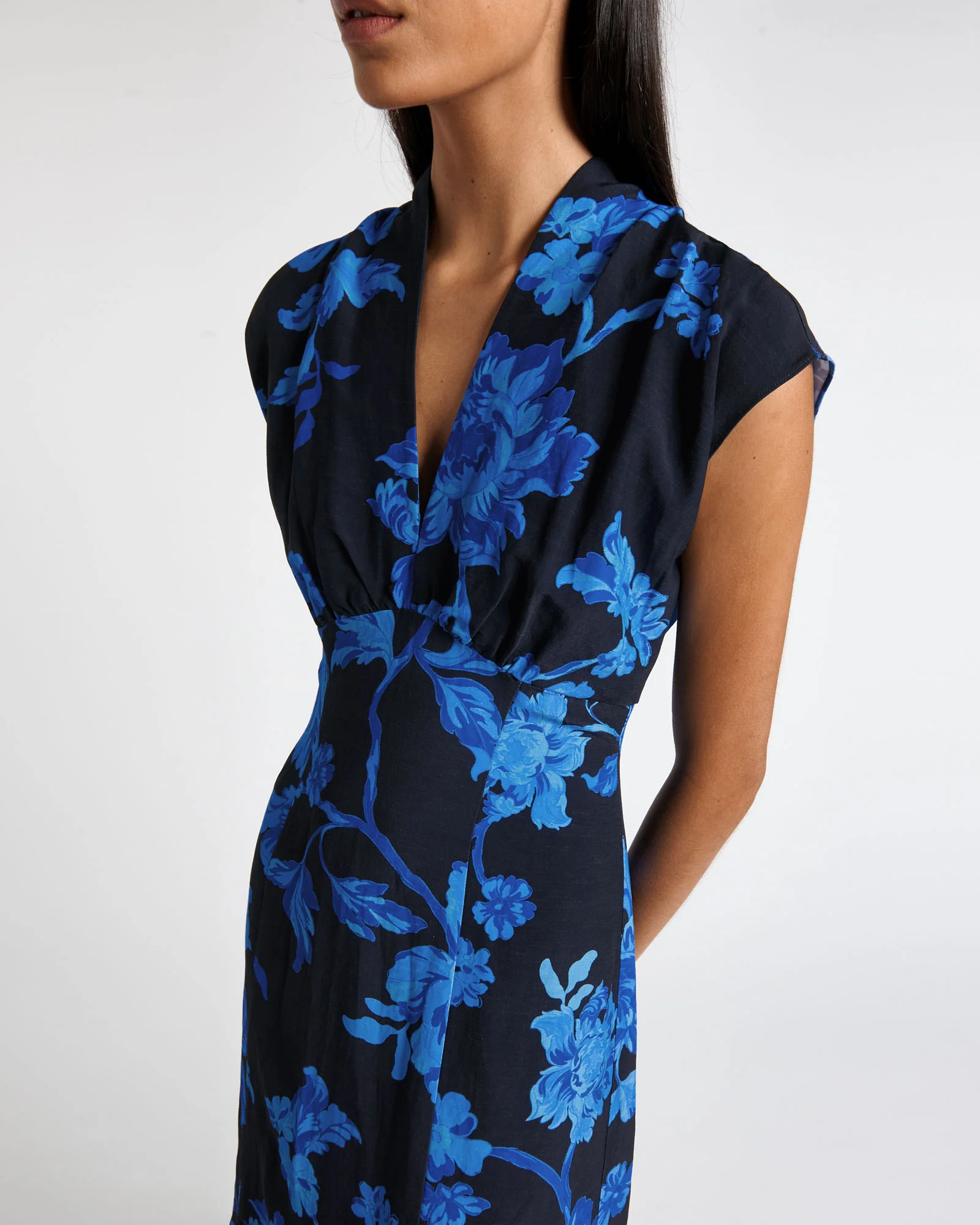 Blue Camellia Panelled Mini Dress