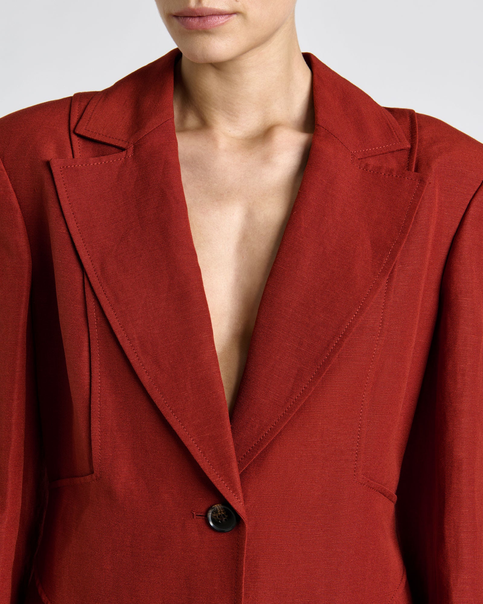 Linen Blend Panel Detail Blazer