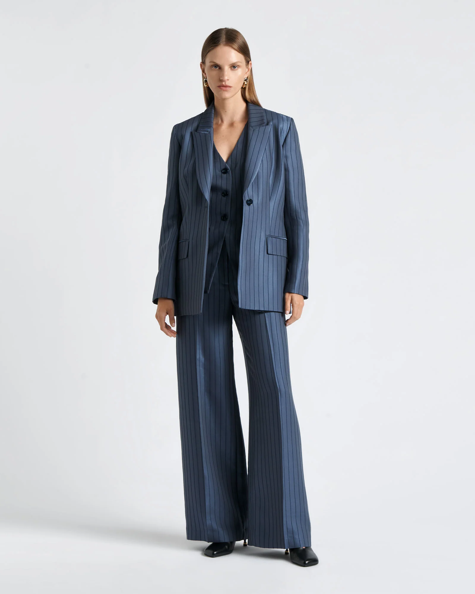 European Viscose Stripe Blazer