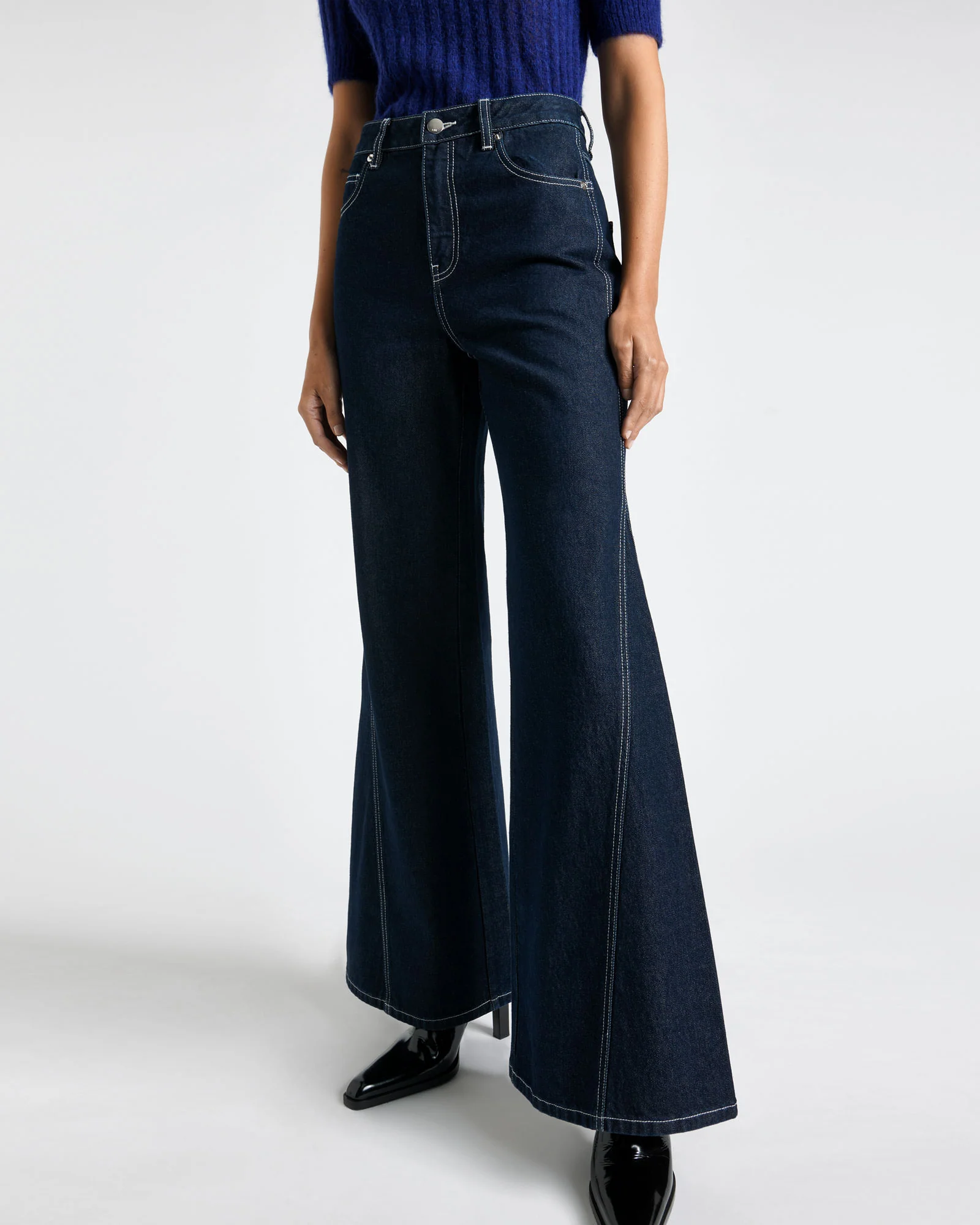 Dark Indigo Denim Flared Jean