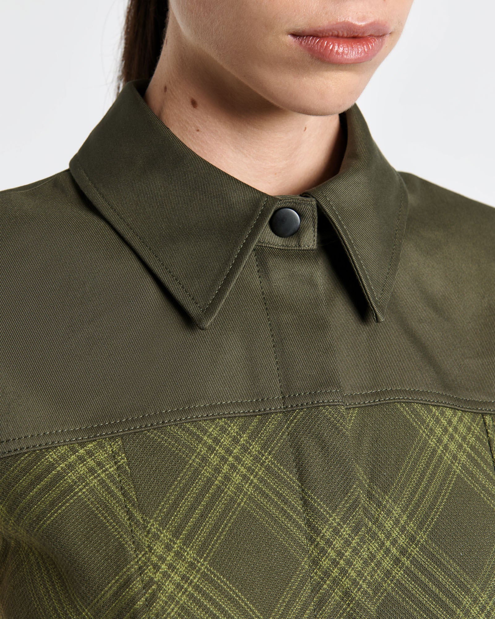 European Cotton Check Mini Dress