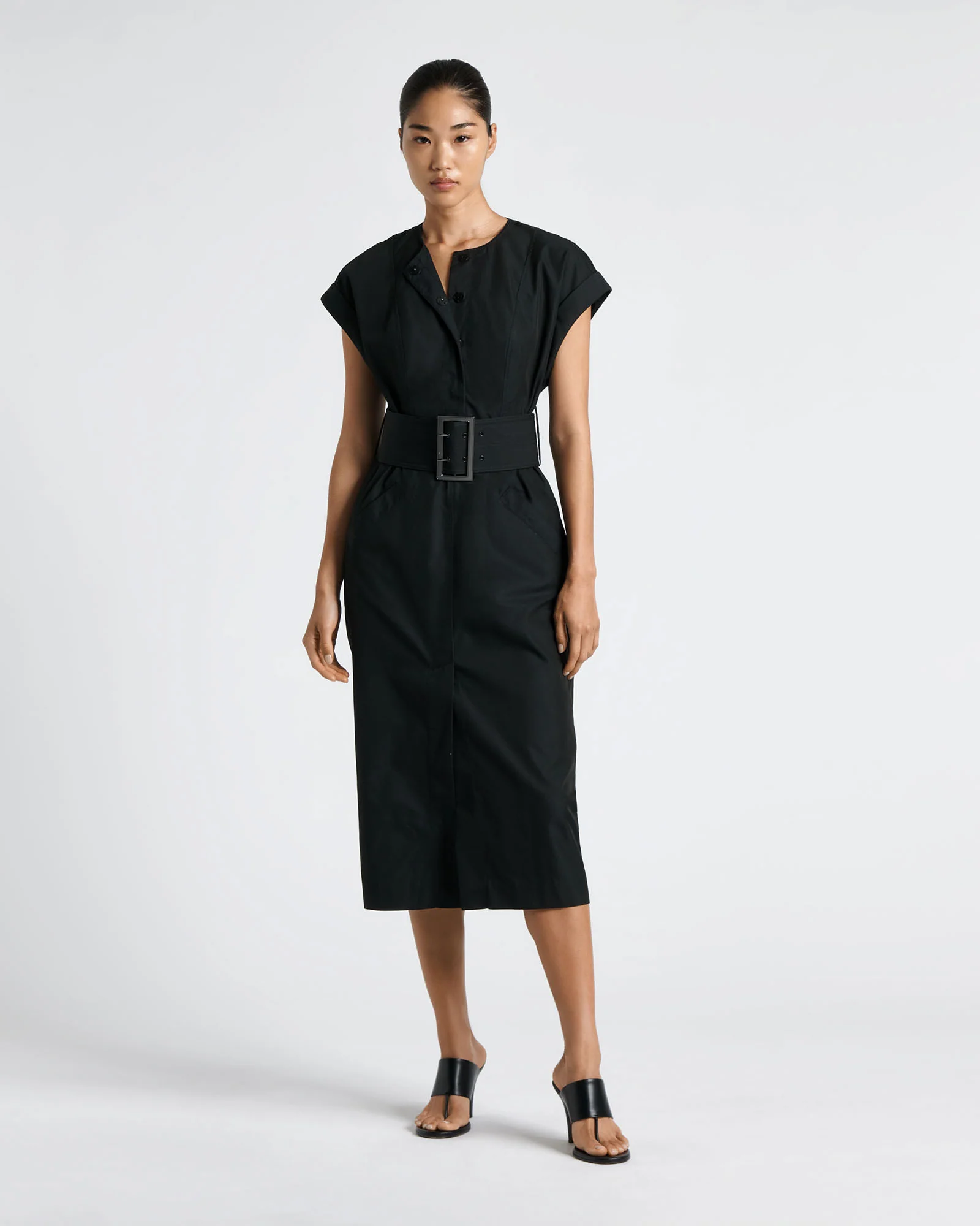 Statement Buckle Midi Dress