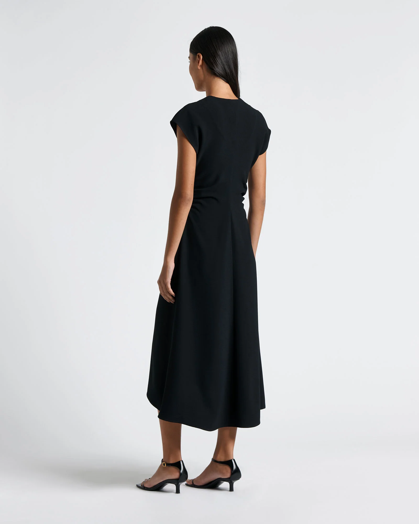 Zip Front Tuck Detail Midi Dress