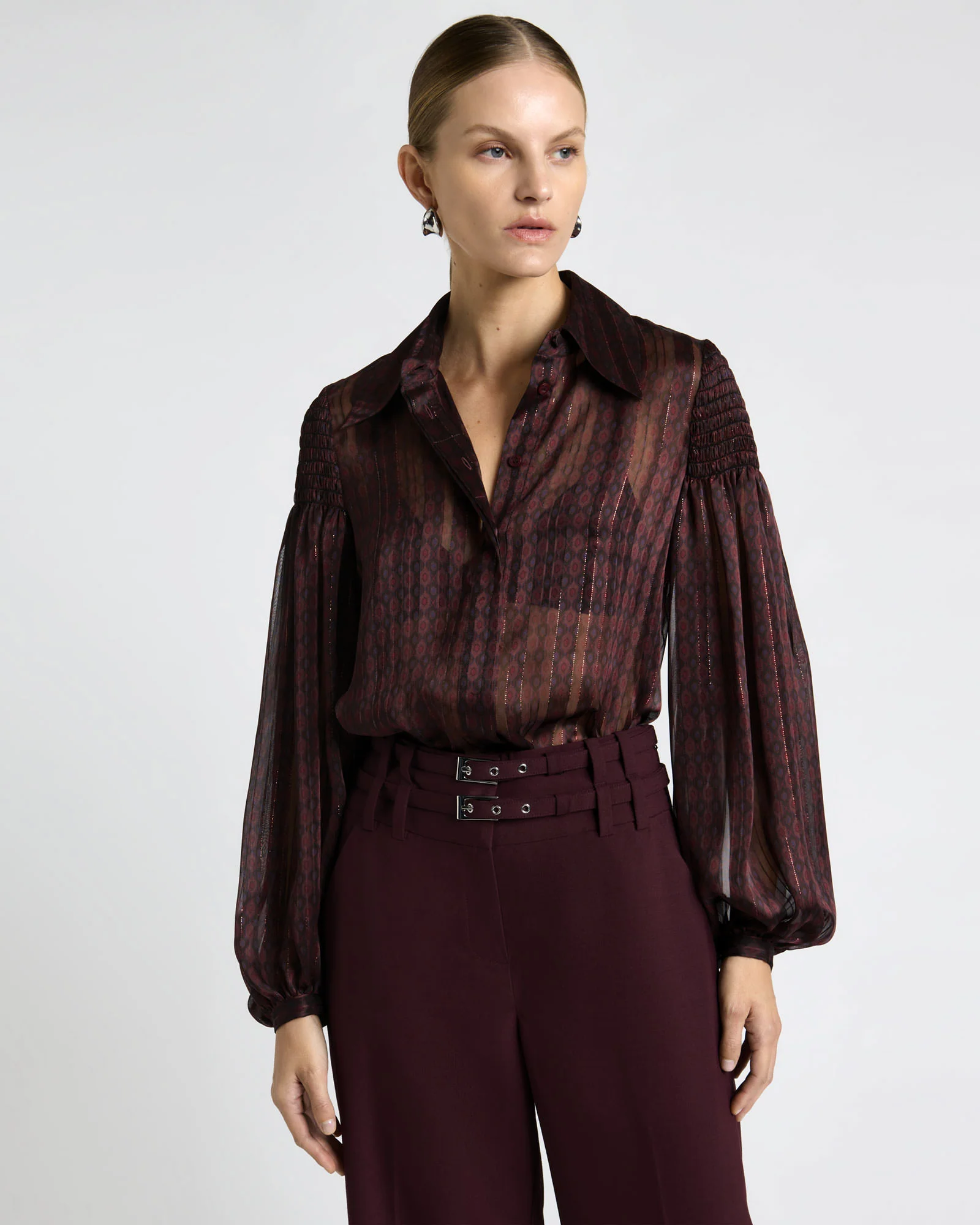 Merlot Lurex Geo Shirt