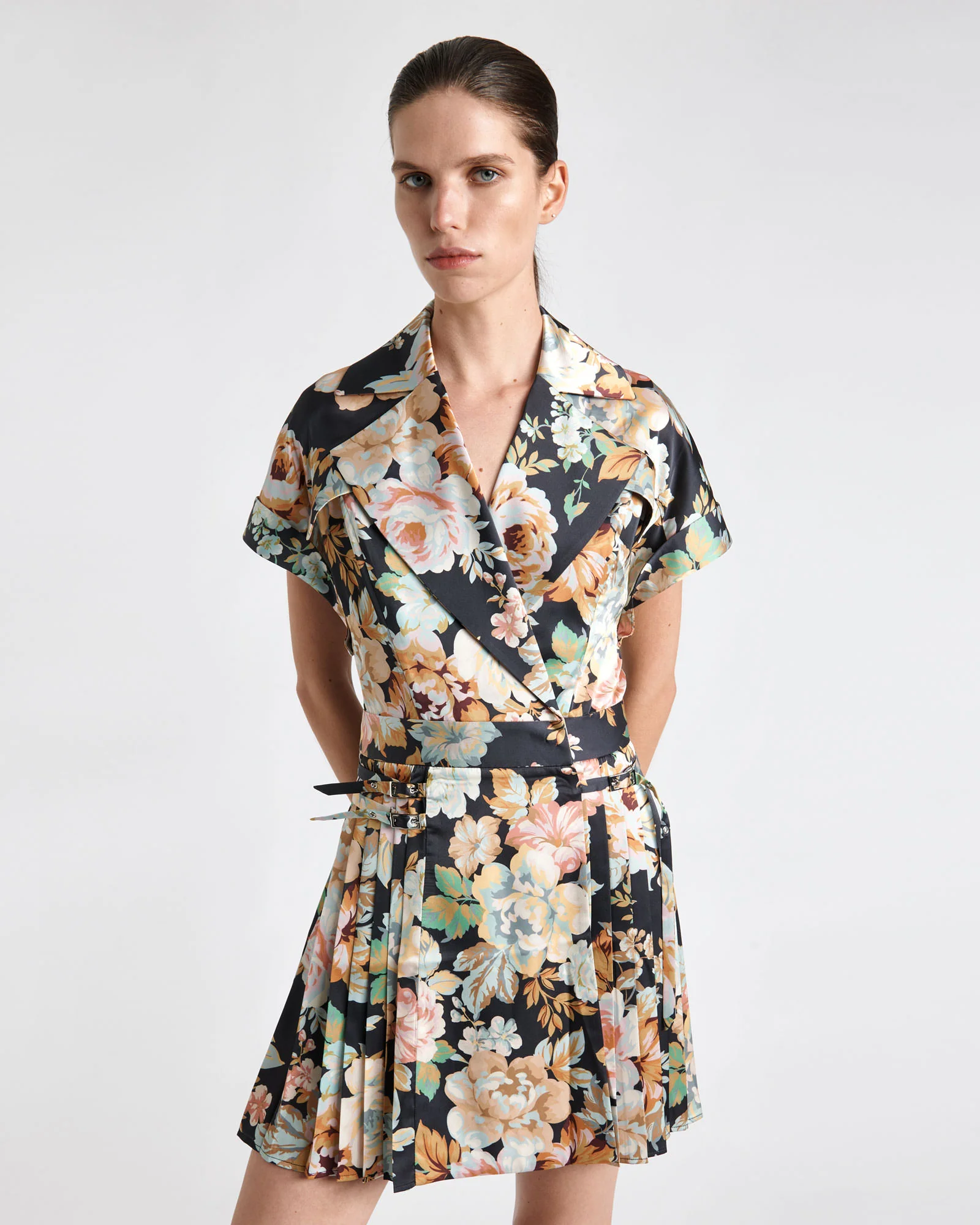 Ophelia Floral Pleated Mini Dress