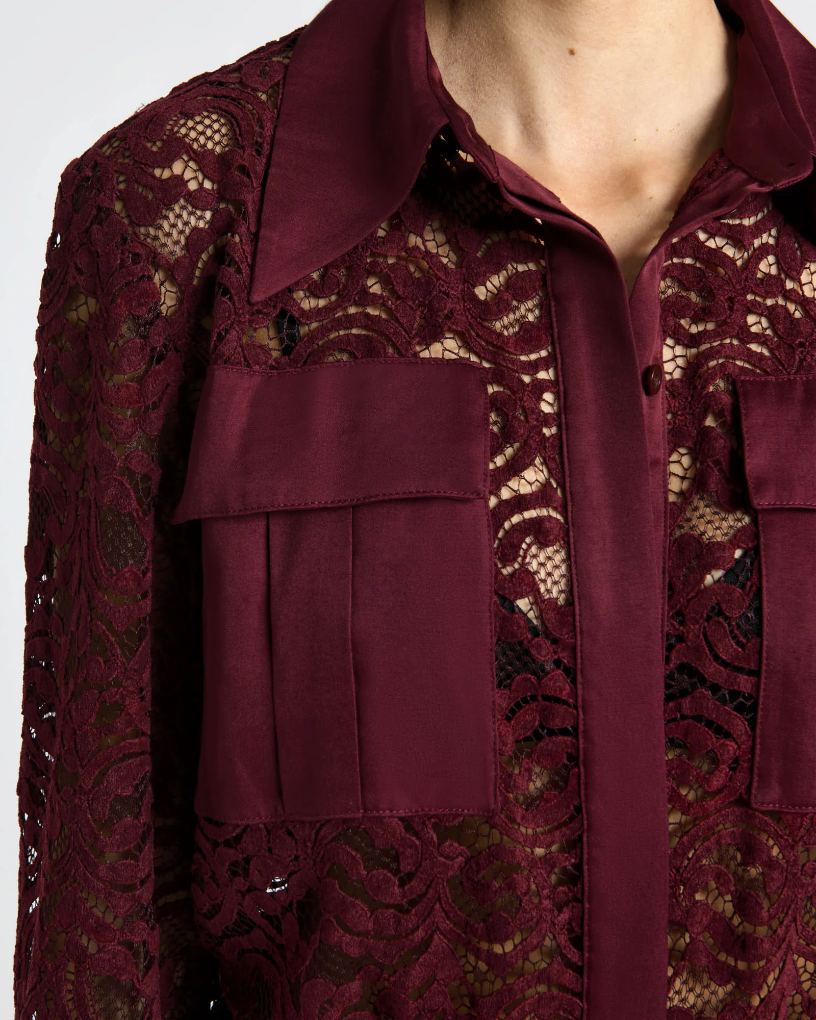 European Flocked Lace Shirt