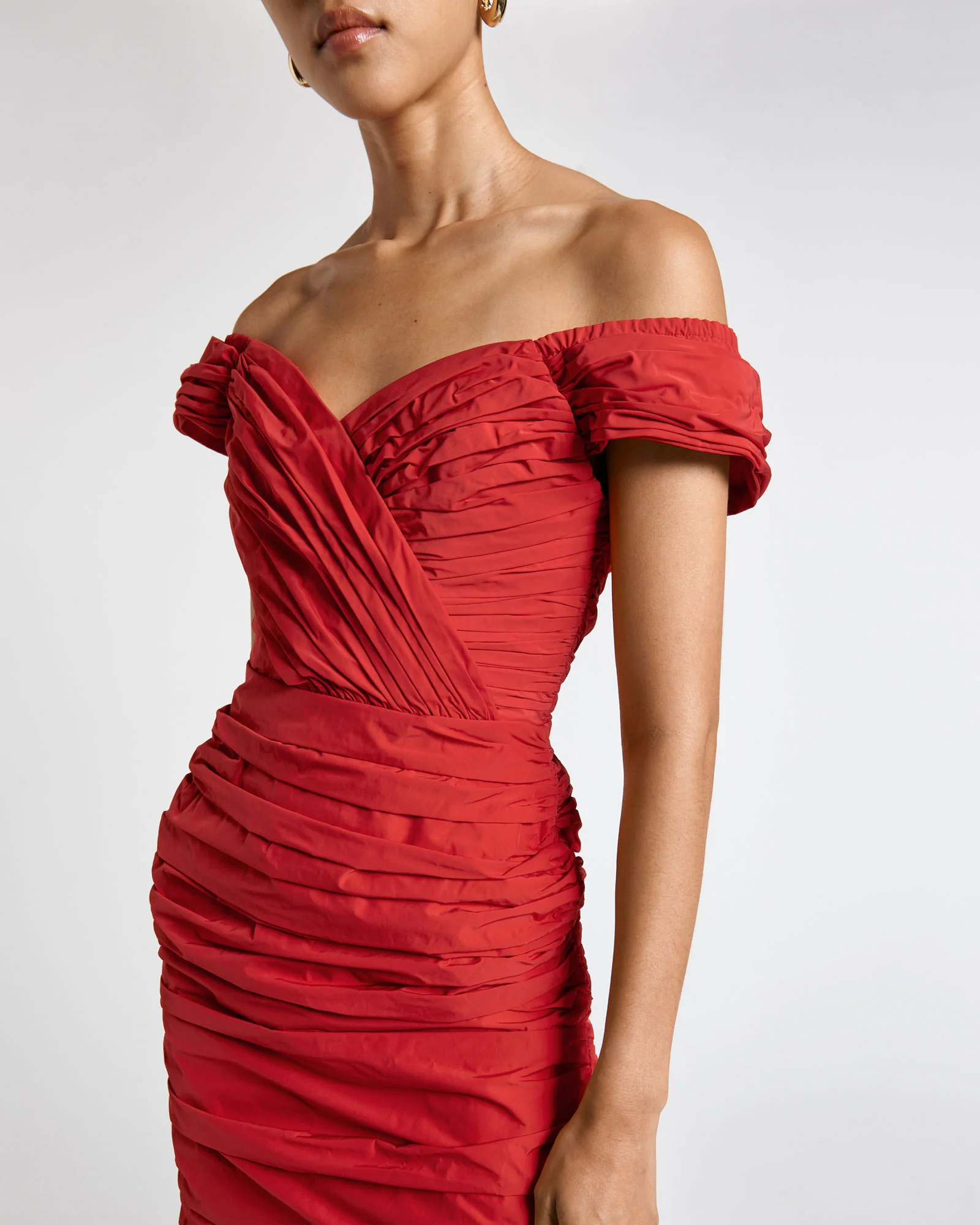 Spice Red Ruched Mini Dress