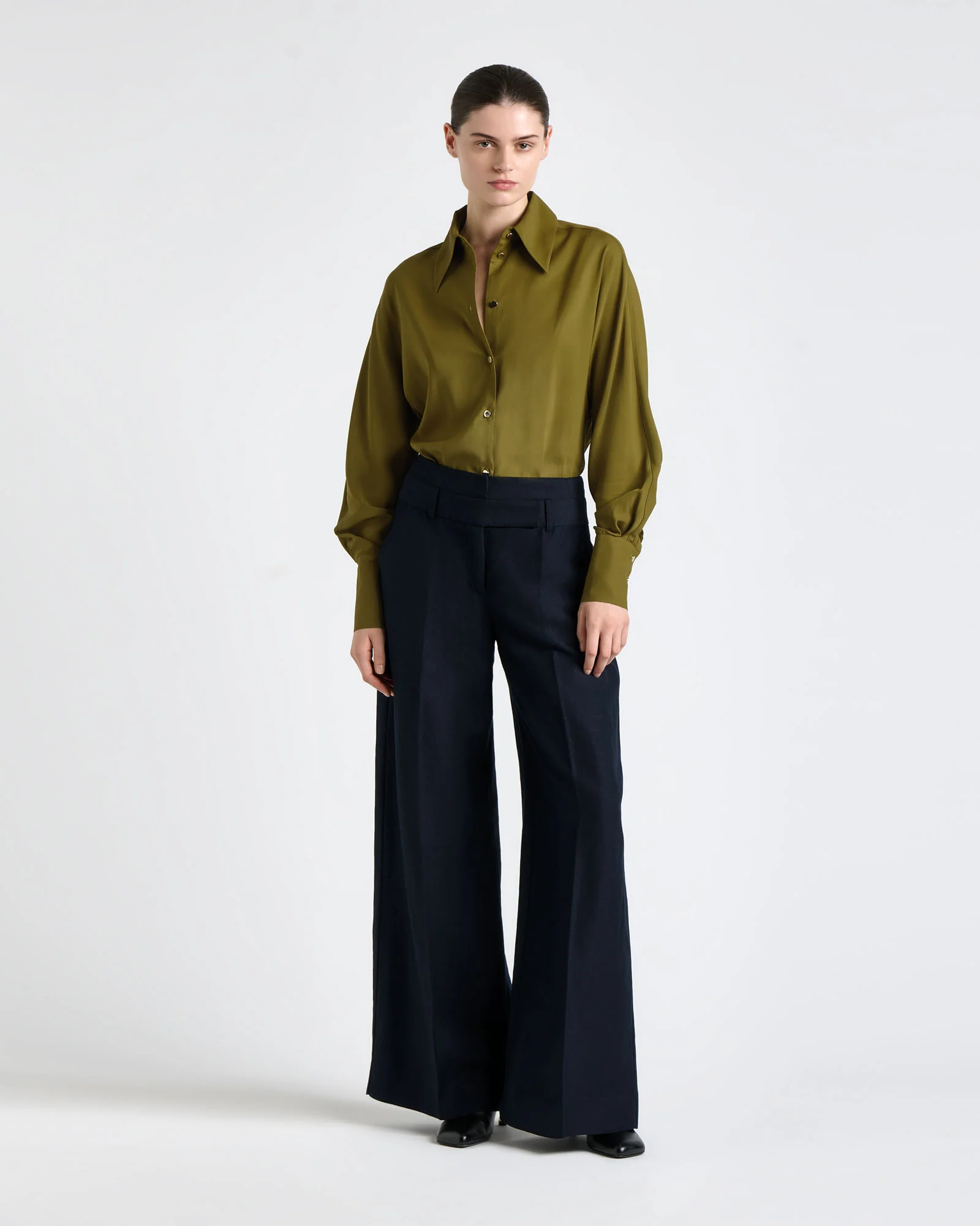 Olive Dolman Sleeve Shirt