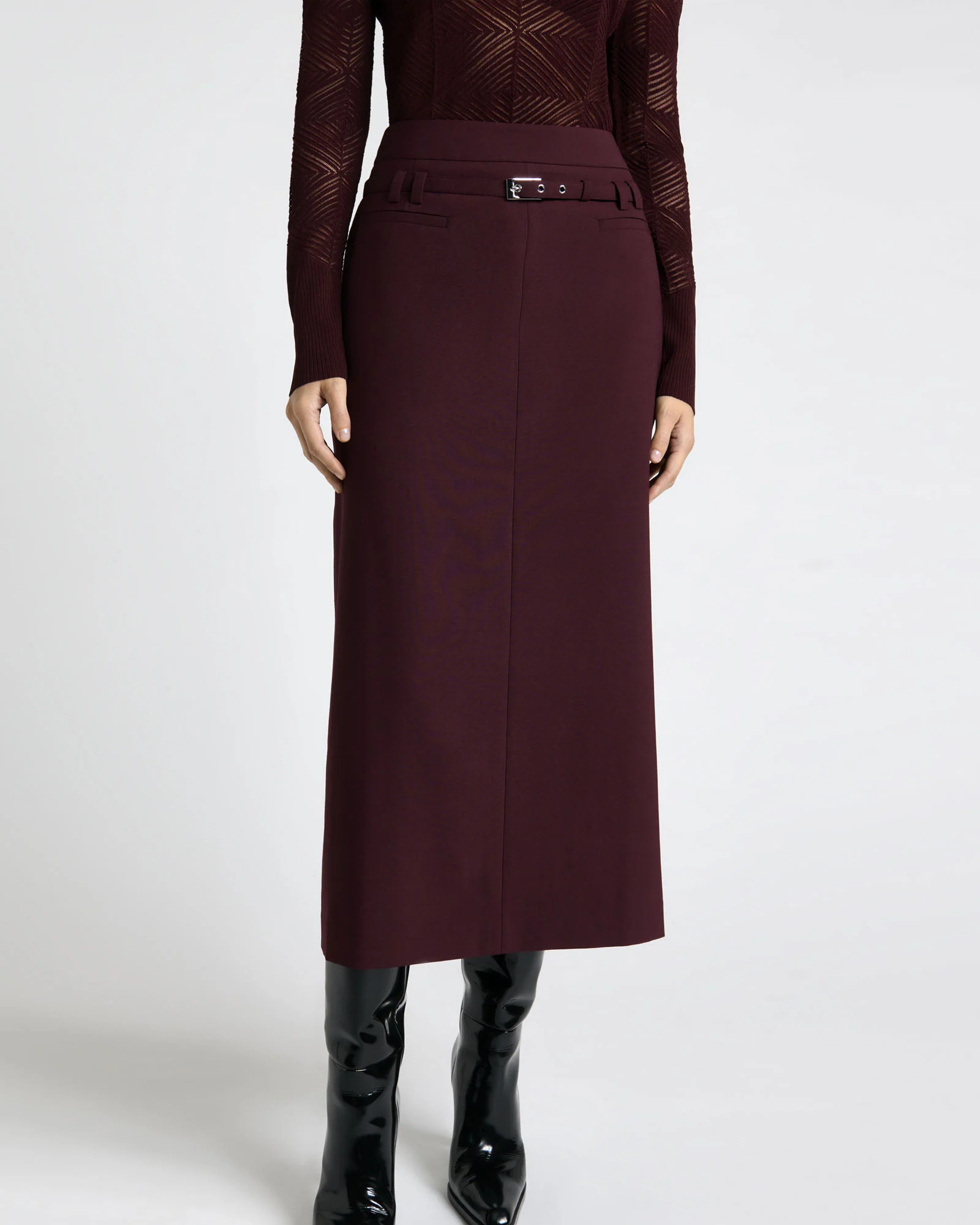 European Tailored Column Midi Skirt