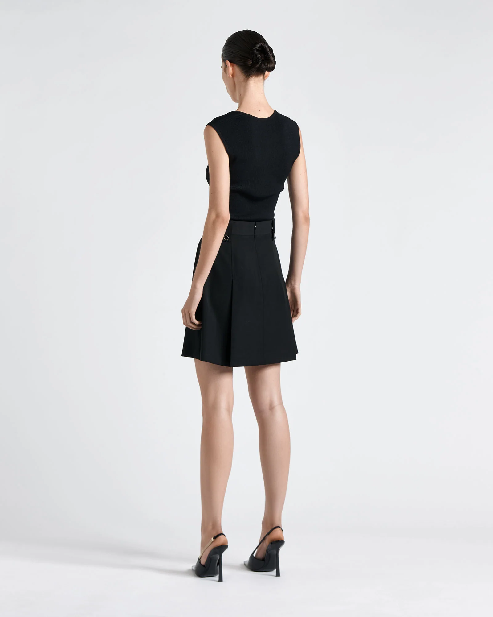 Cap Sleeve Square Neck Rib Knit