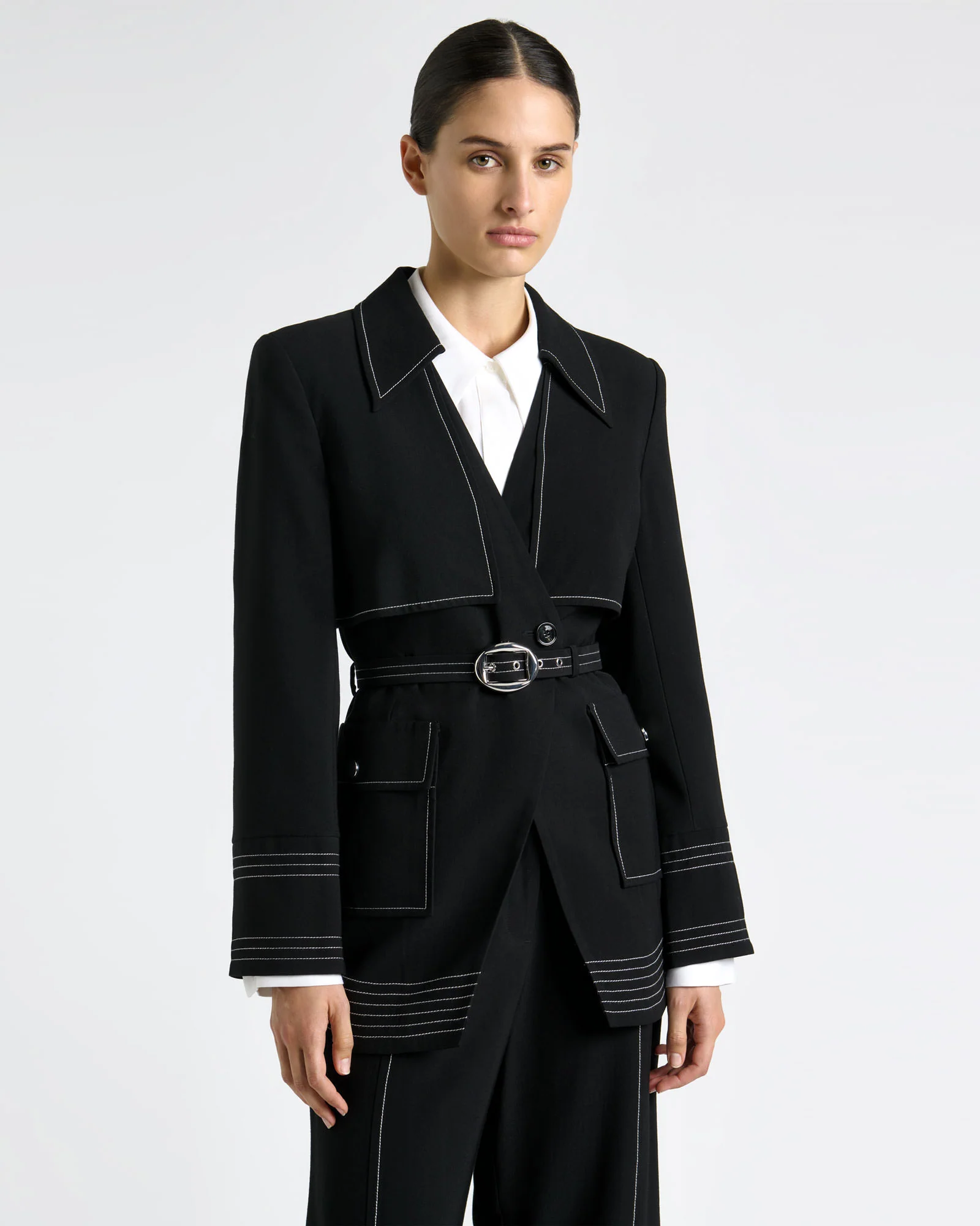 Contrast Stitched Jacket