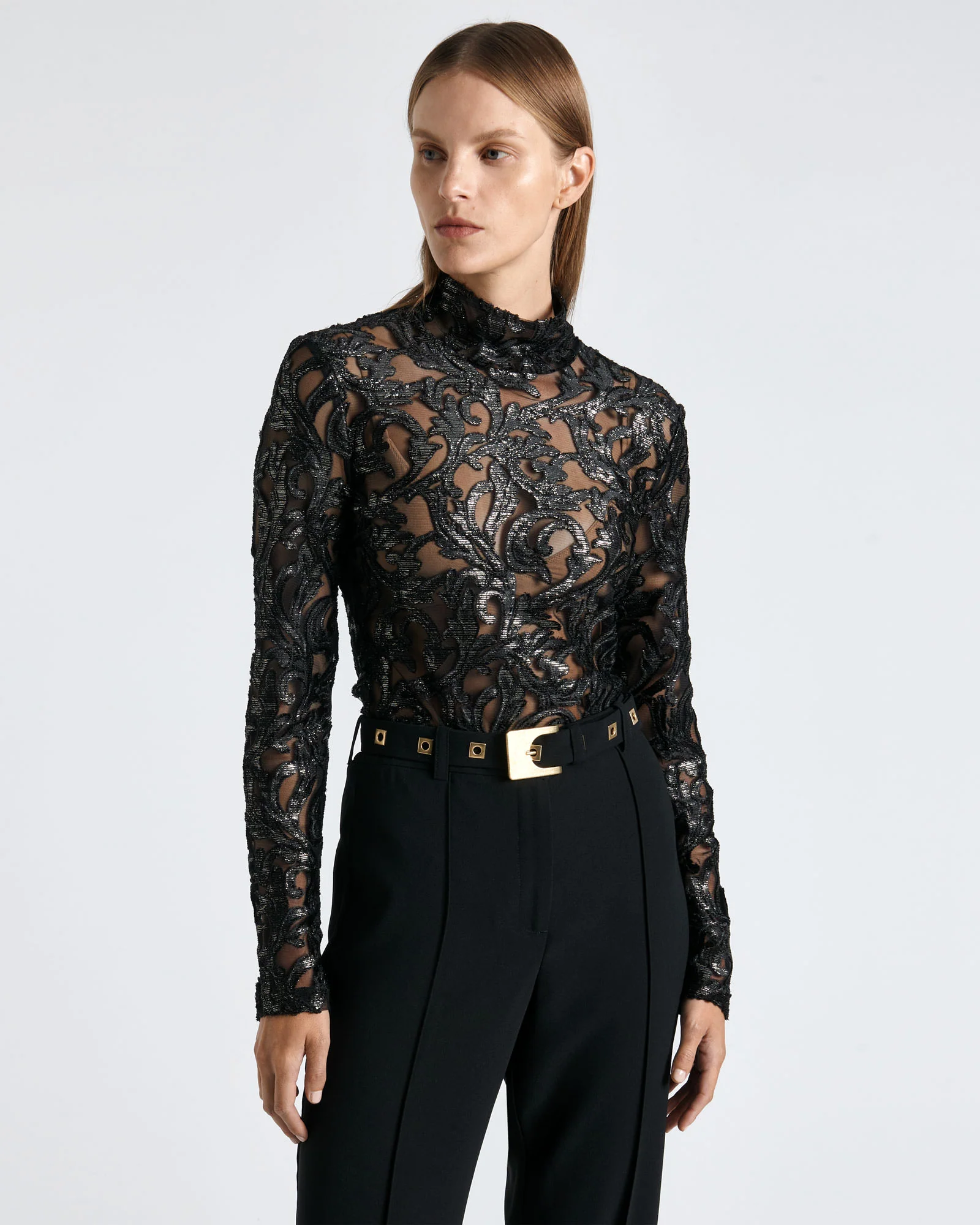 Tapestry Lurex Long Sleeve Top