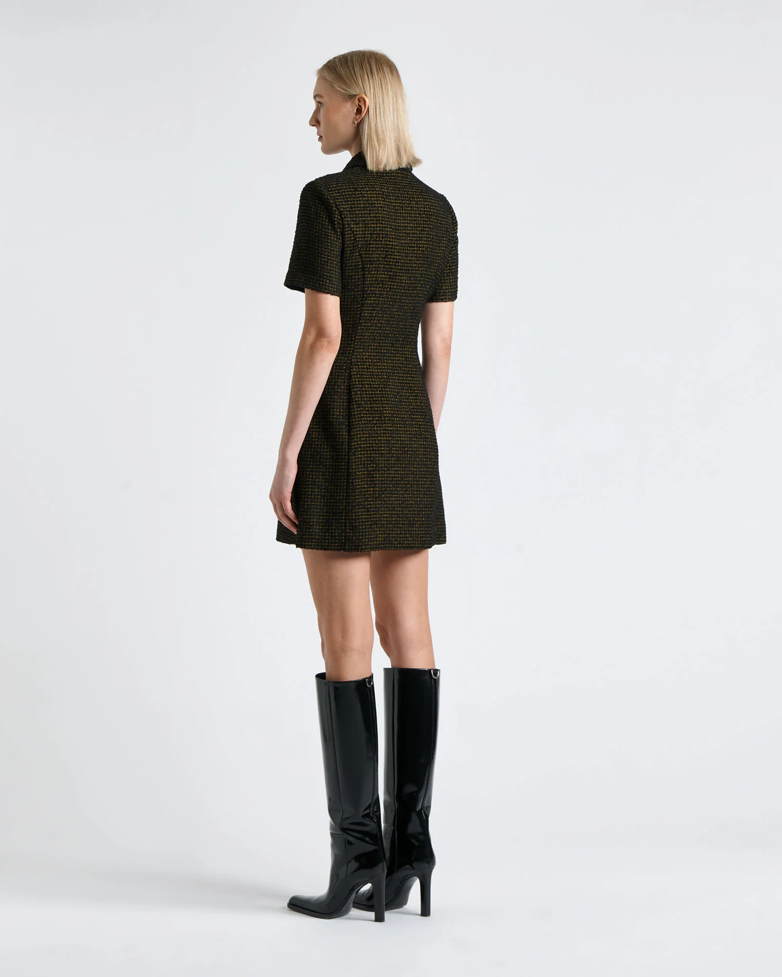 Houndstooth Boucle Mini Dress