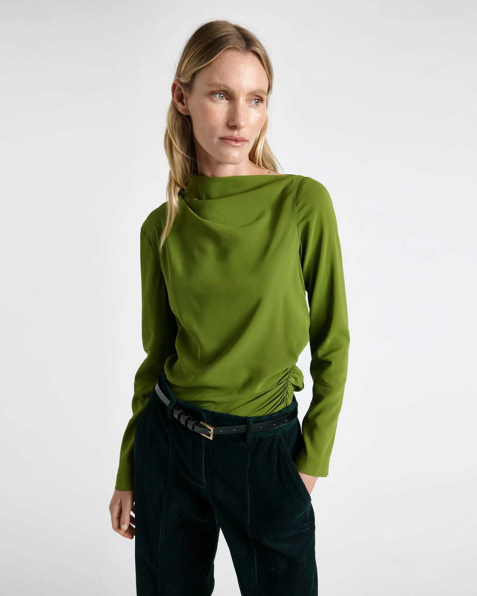 Soft Viscose Draped Long Sleeve Top