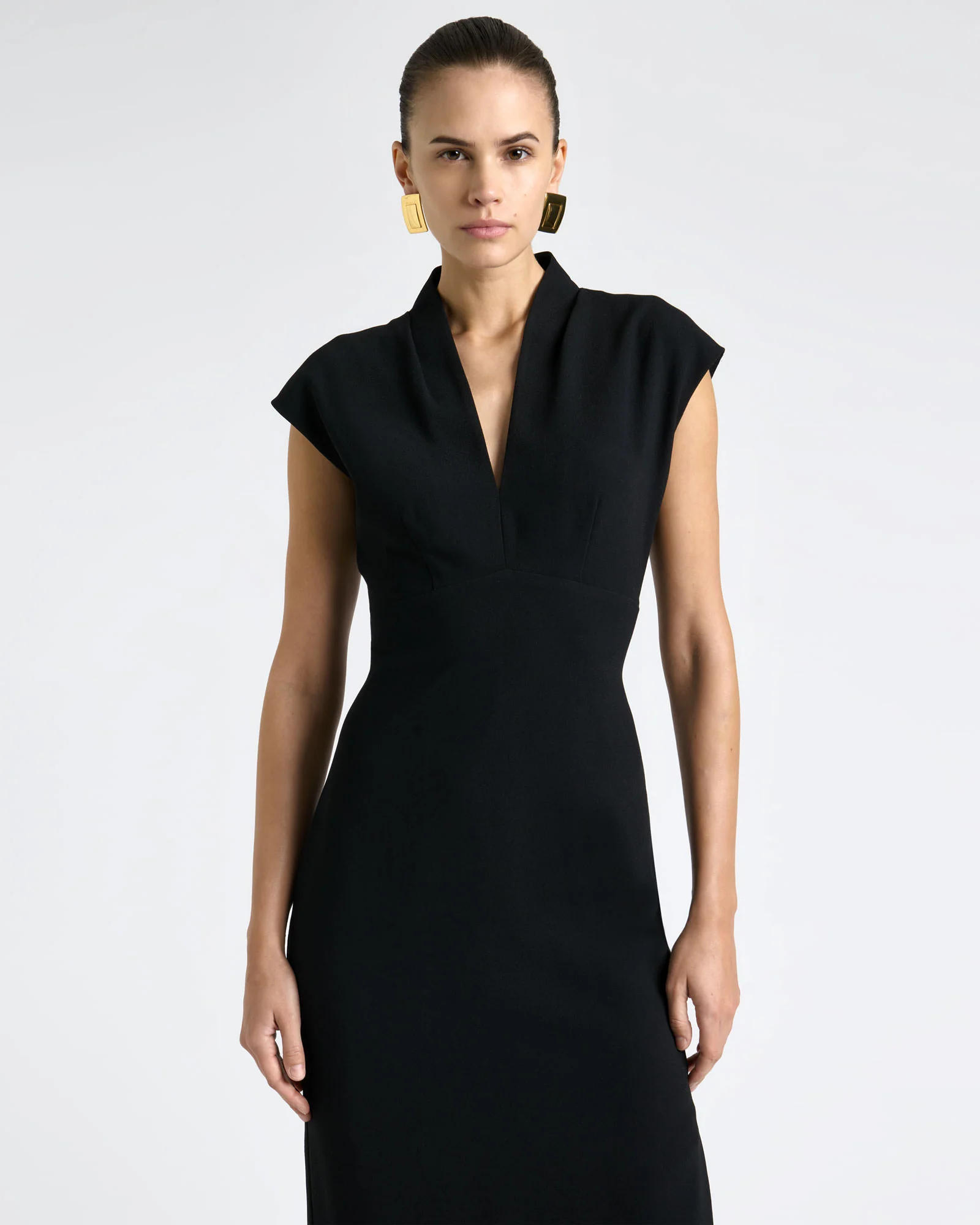 Recycled Crepe V-Neck Split Midi Dress