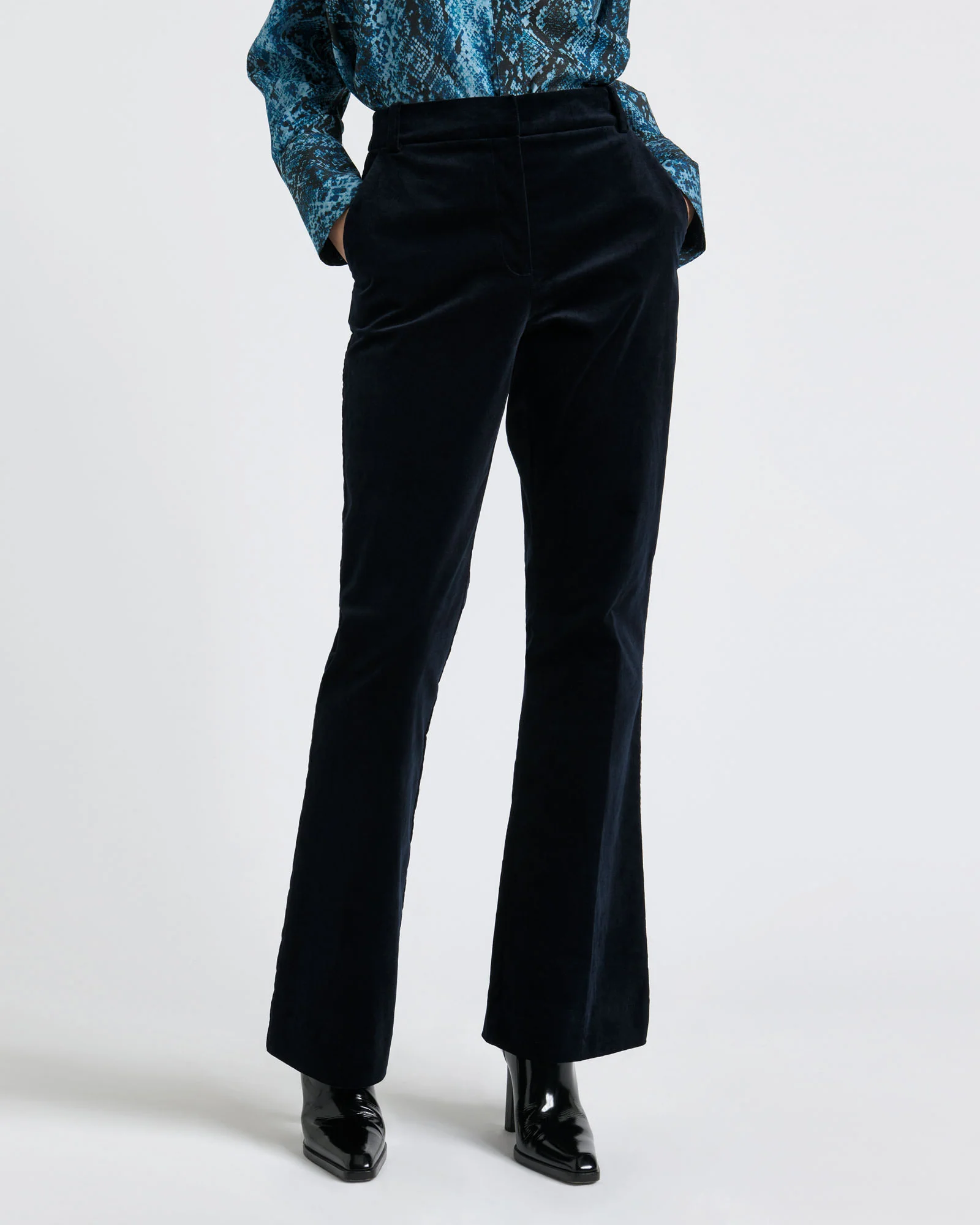 Stretch Velvet Straight Leg Pant