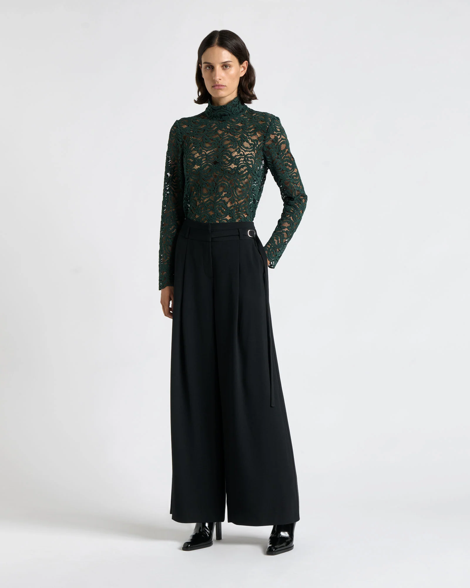 Buckle Detail Wide Leg Pant