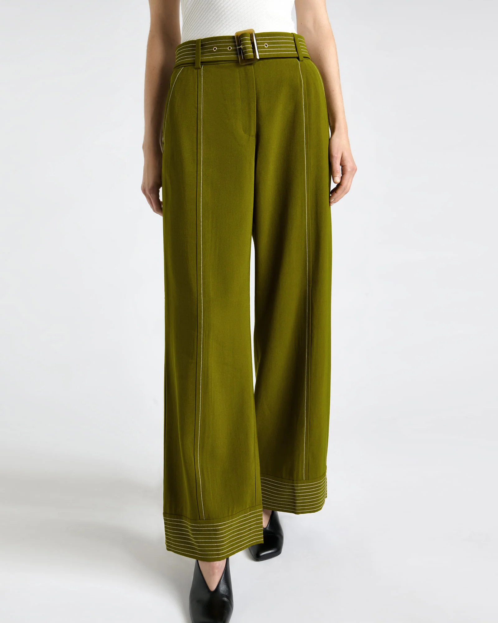 Cactus Green Top Stitched Pant