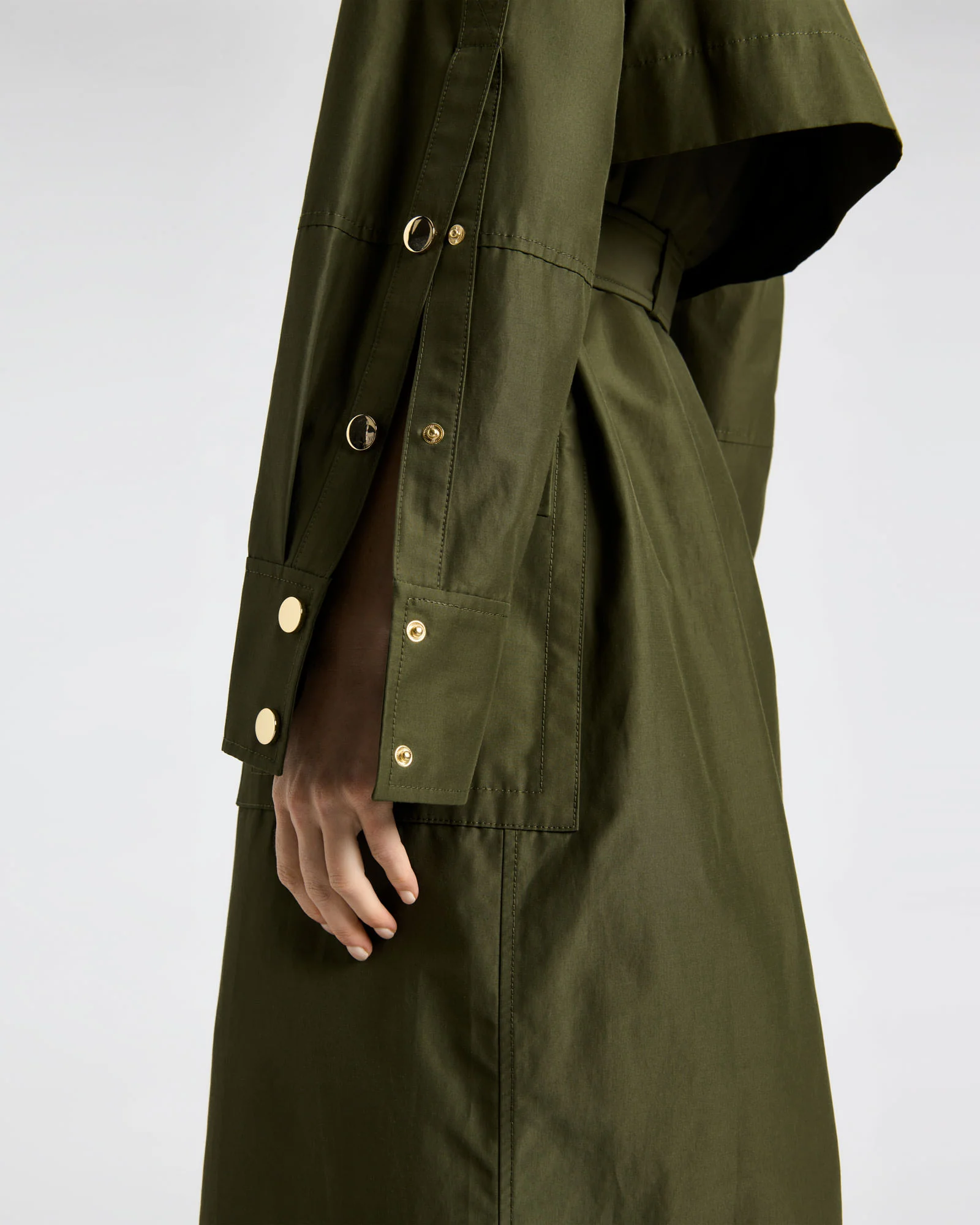 Khaki Cotton Nylon Trench