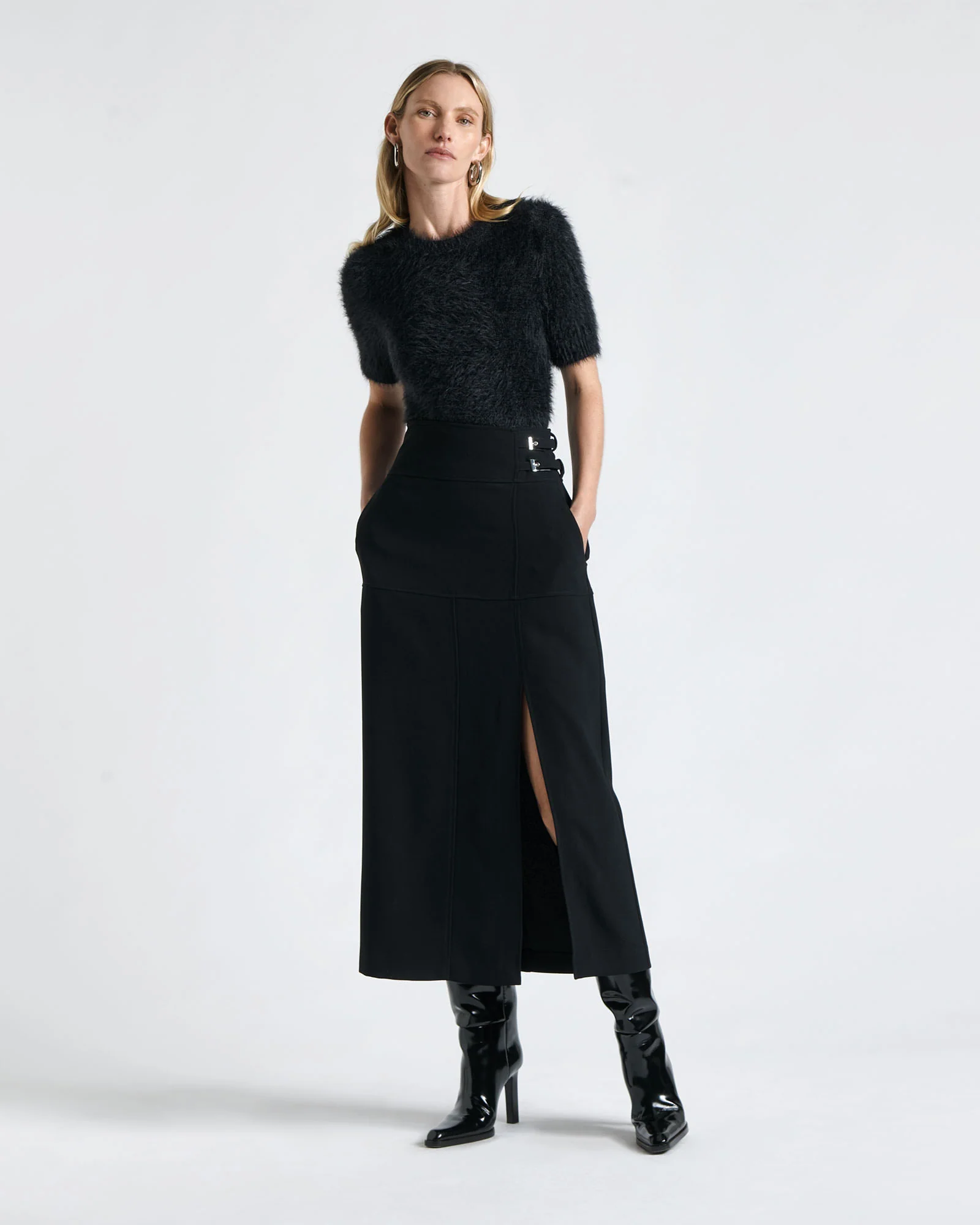 Double Buckle Midi Skirt