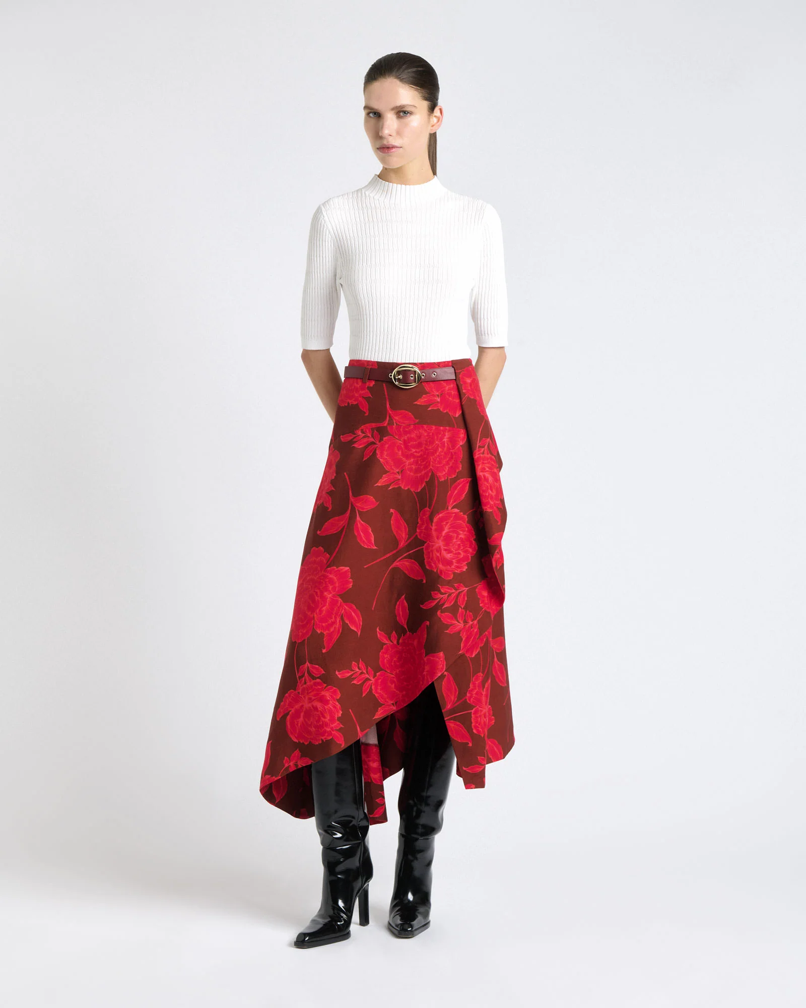 Amour Floral Waterfall Midi Skirt