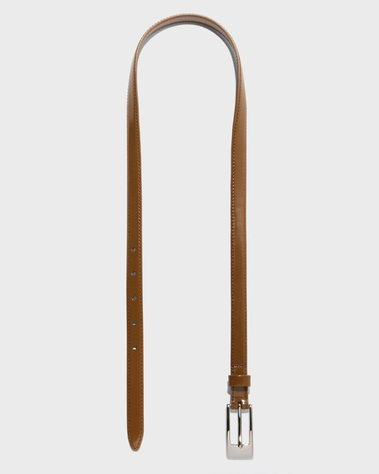 Toffee Patent Leather Slim Belt