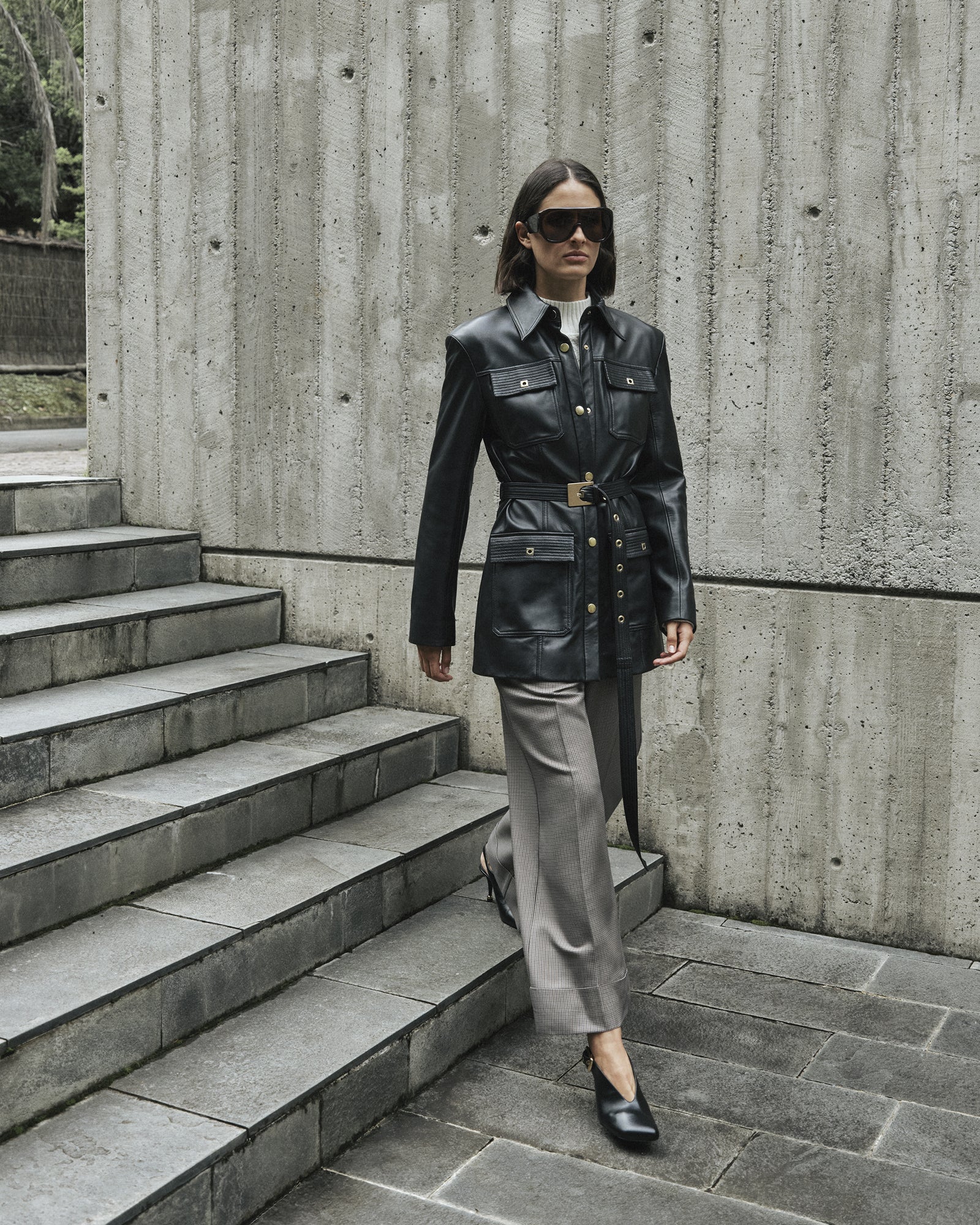 Leather Stitched Utility Jacket