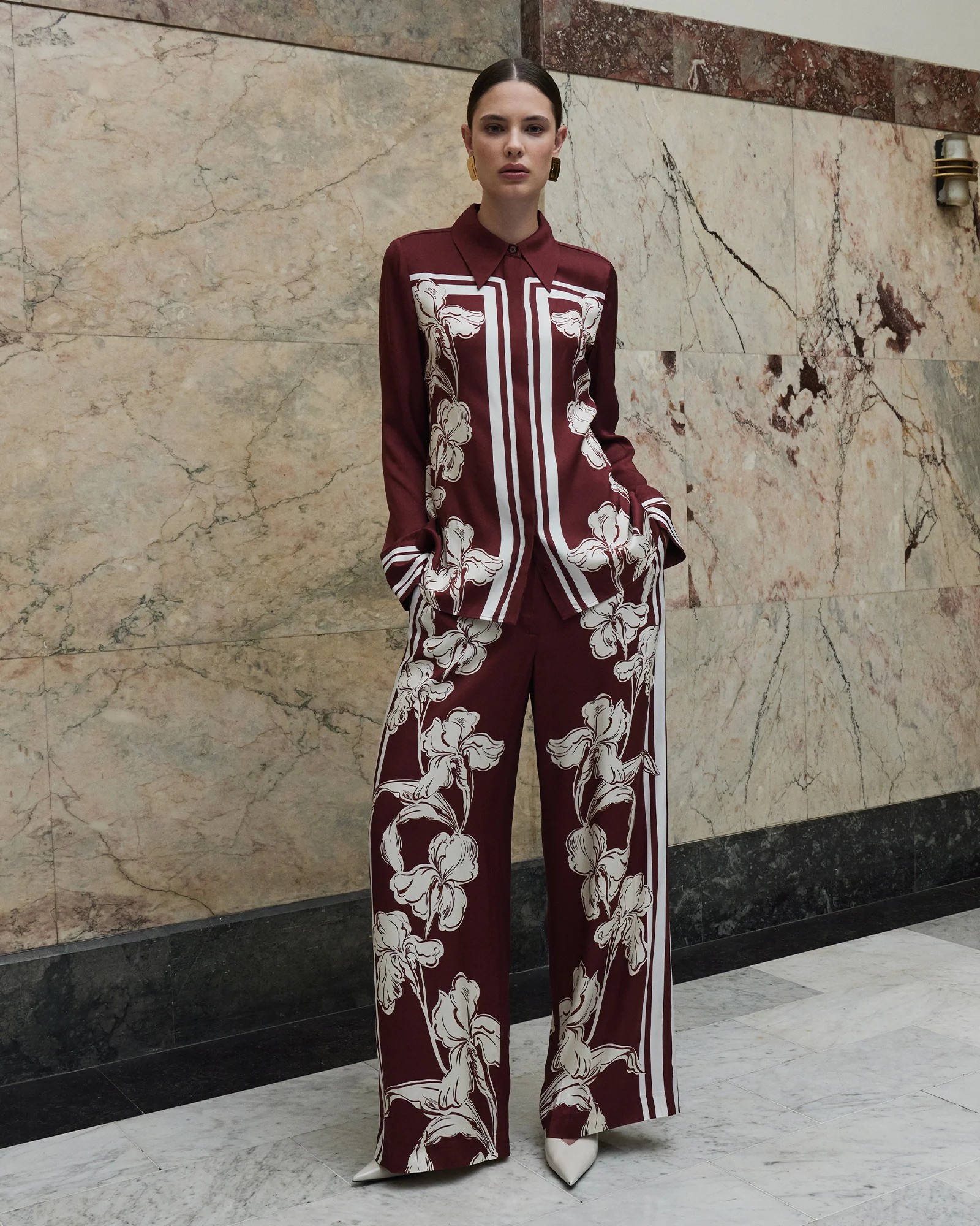 Burgundy Iris Wide Leg Pant