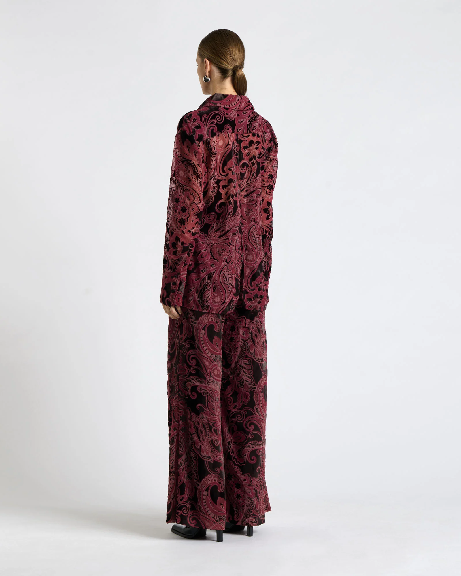 Velvet Paisley Burnout Wide Leg Pant
