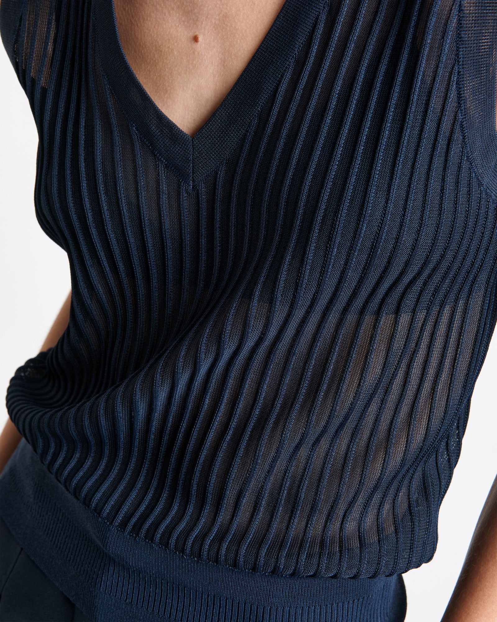 Sheer Rib V-Neck Vest