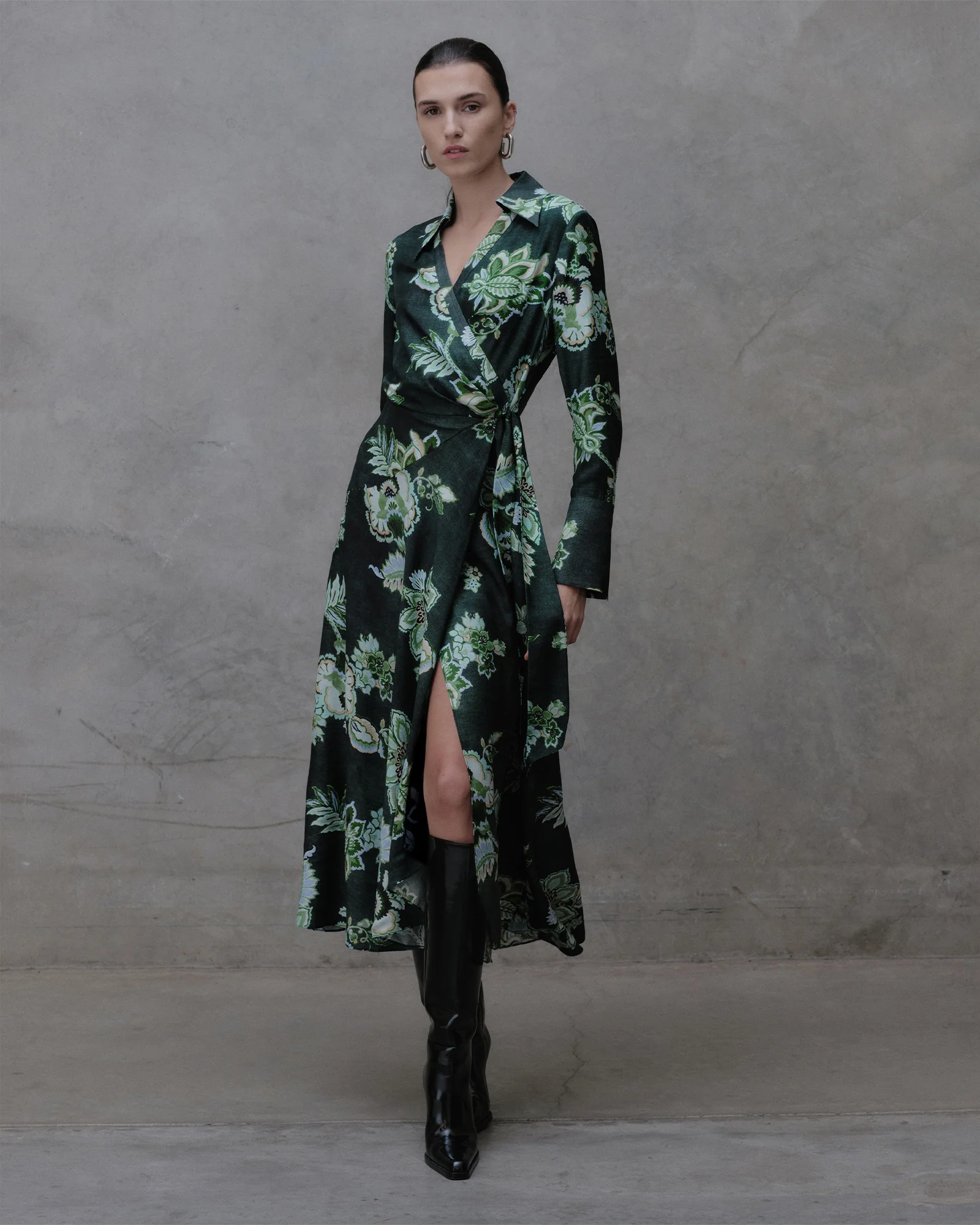 Chintz Laurel Viscose Silk Blend Wrap Dress