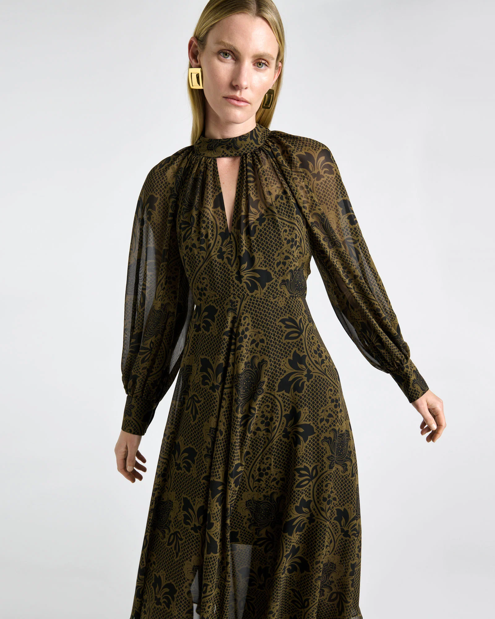 Lattice Chintz Floral Midi Dress