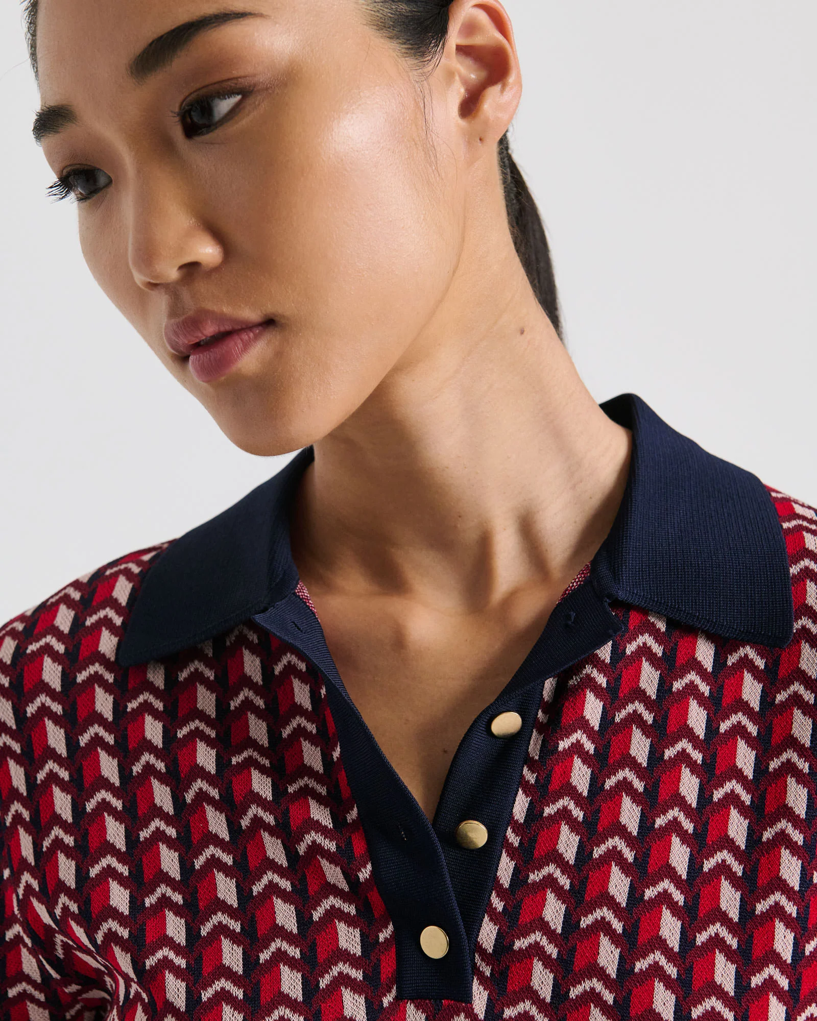 Geo Jacquard Polo Top