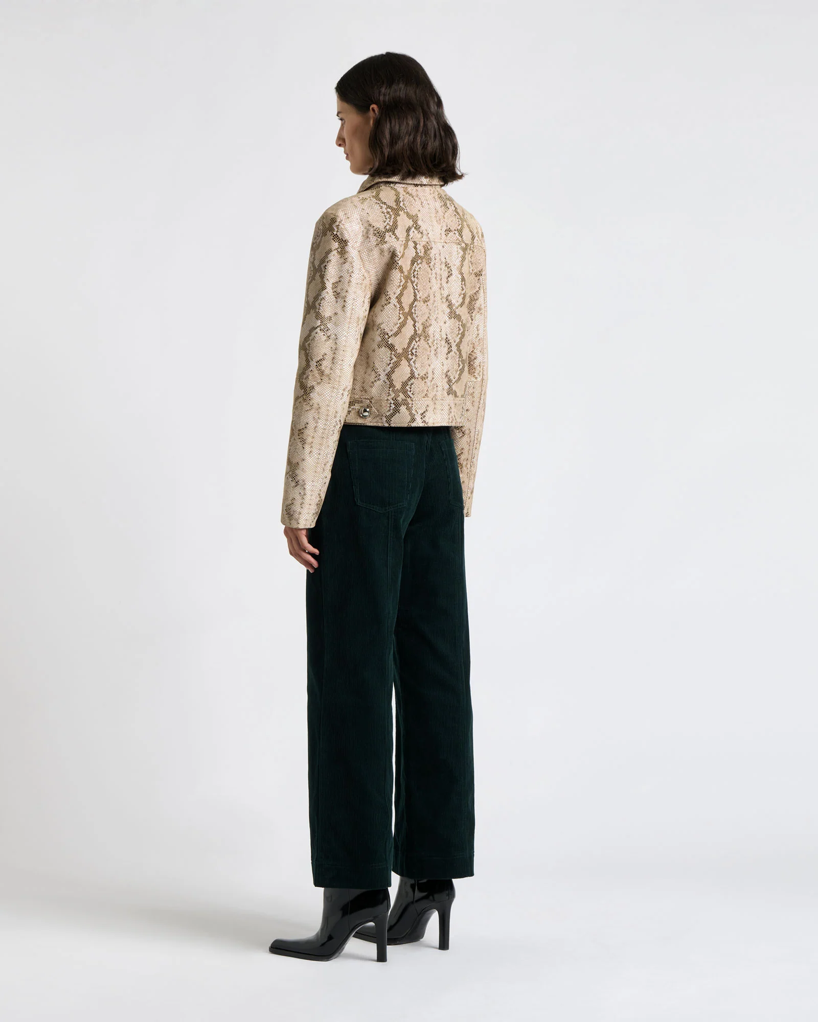 Snake Embossed Patent Leather Jacket