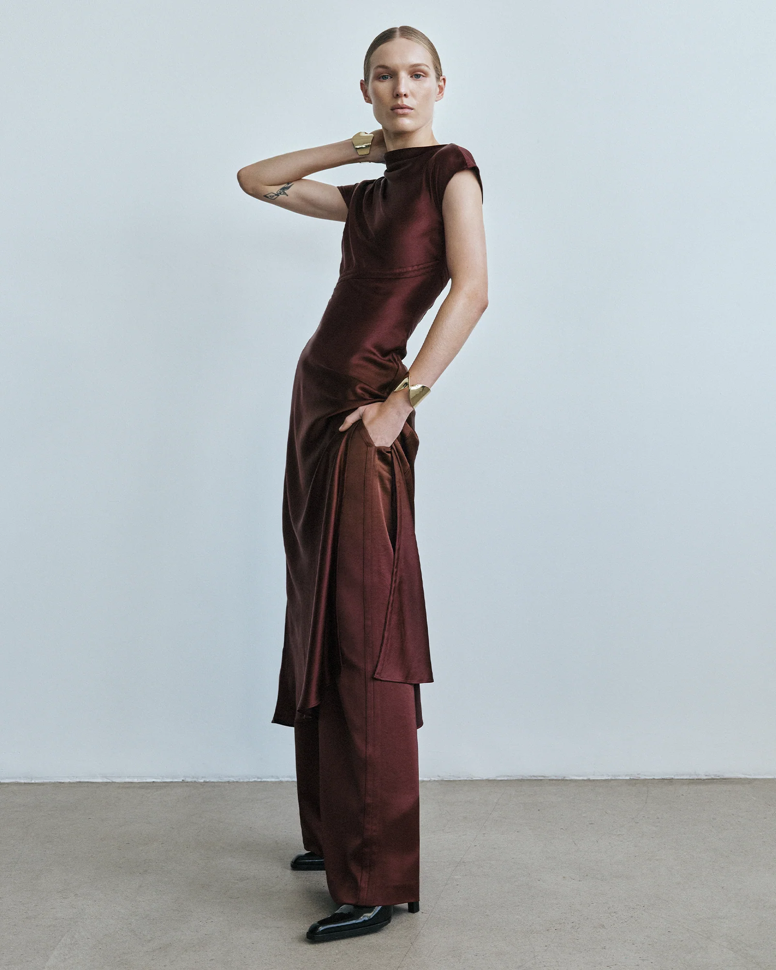 Satin Bind Detail Midi Dress