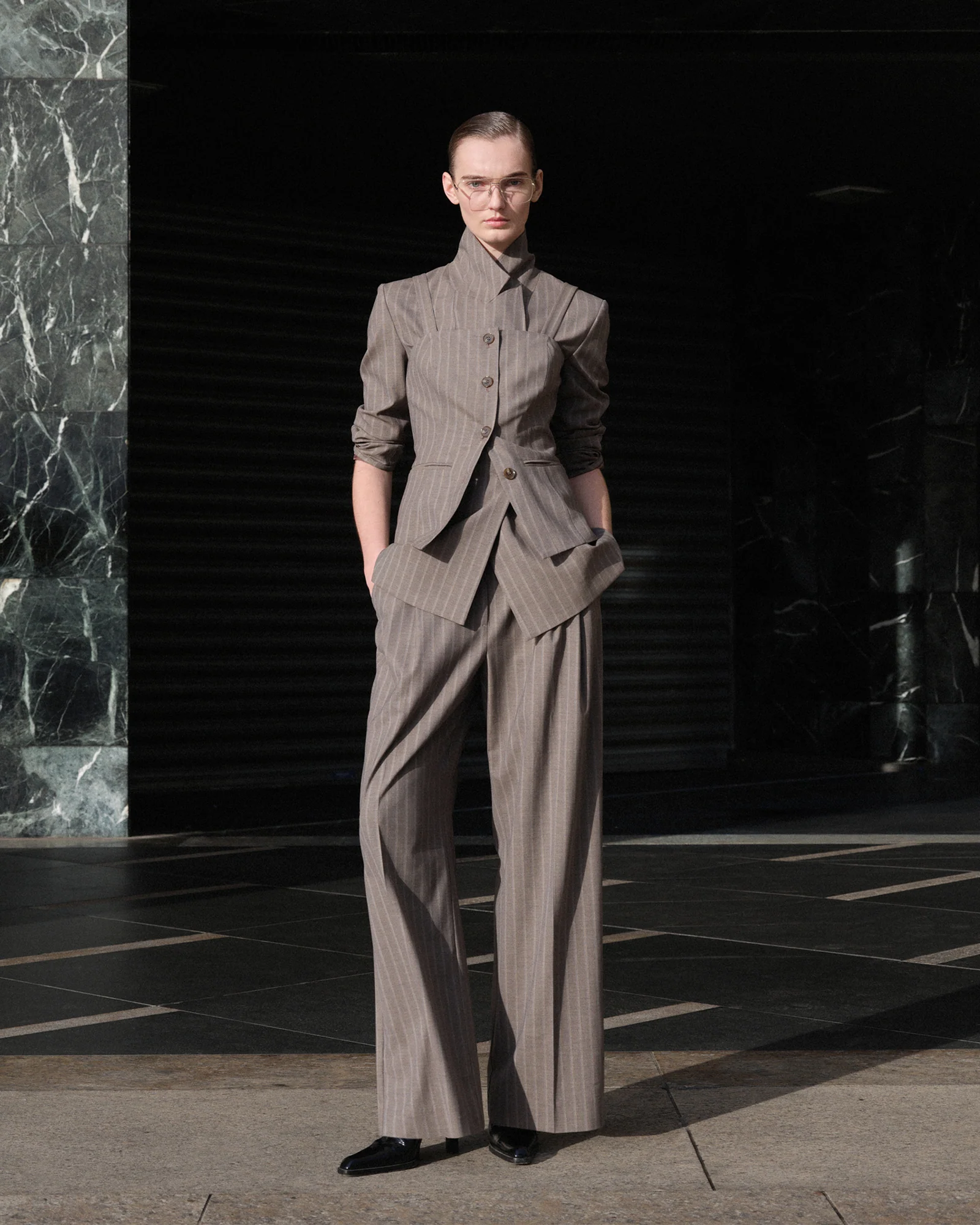 European Stripe Pleated Pant