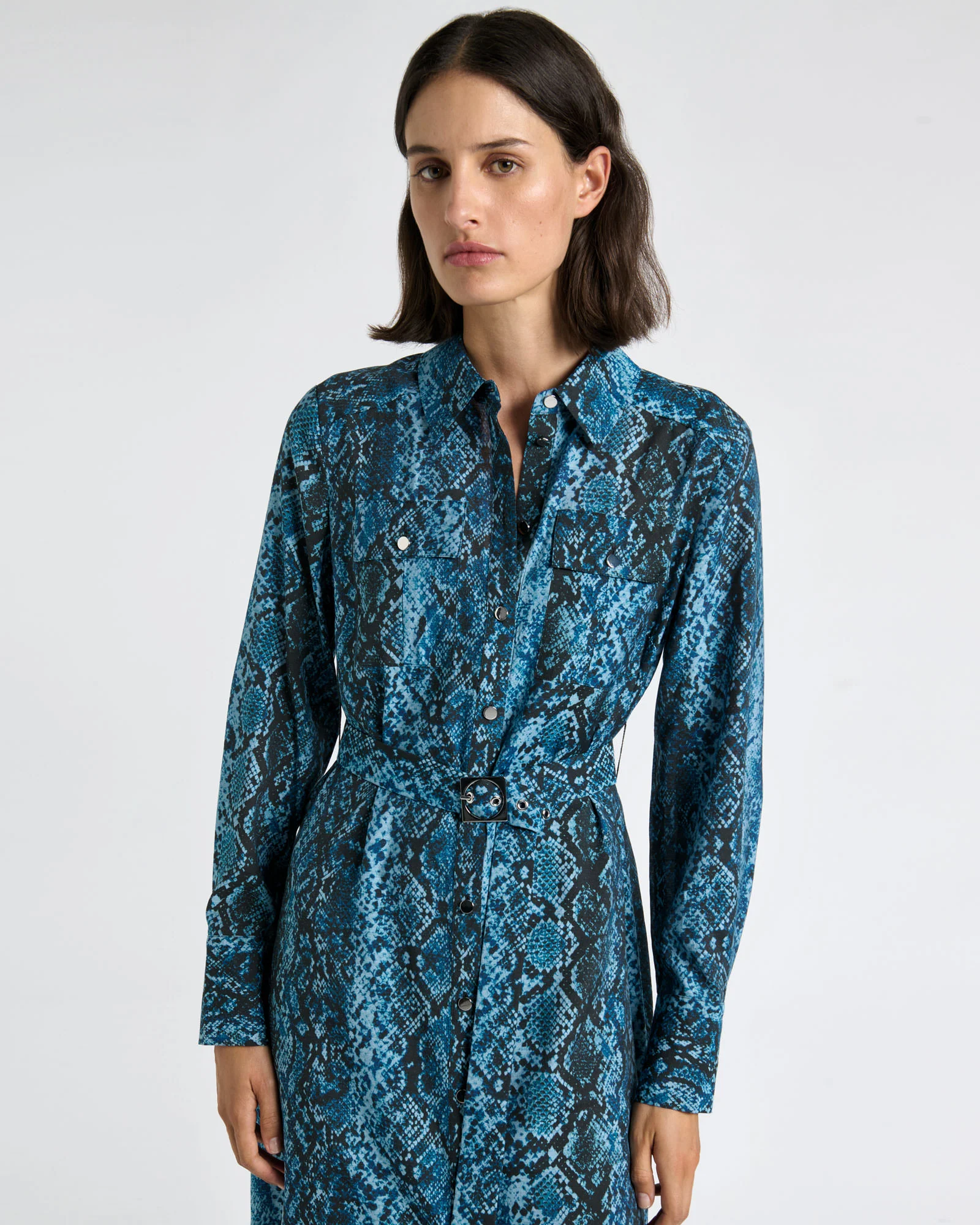 Indigo Python Shirt Dress