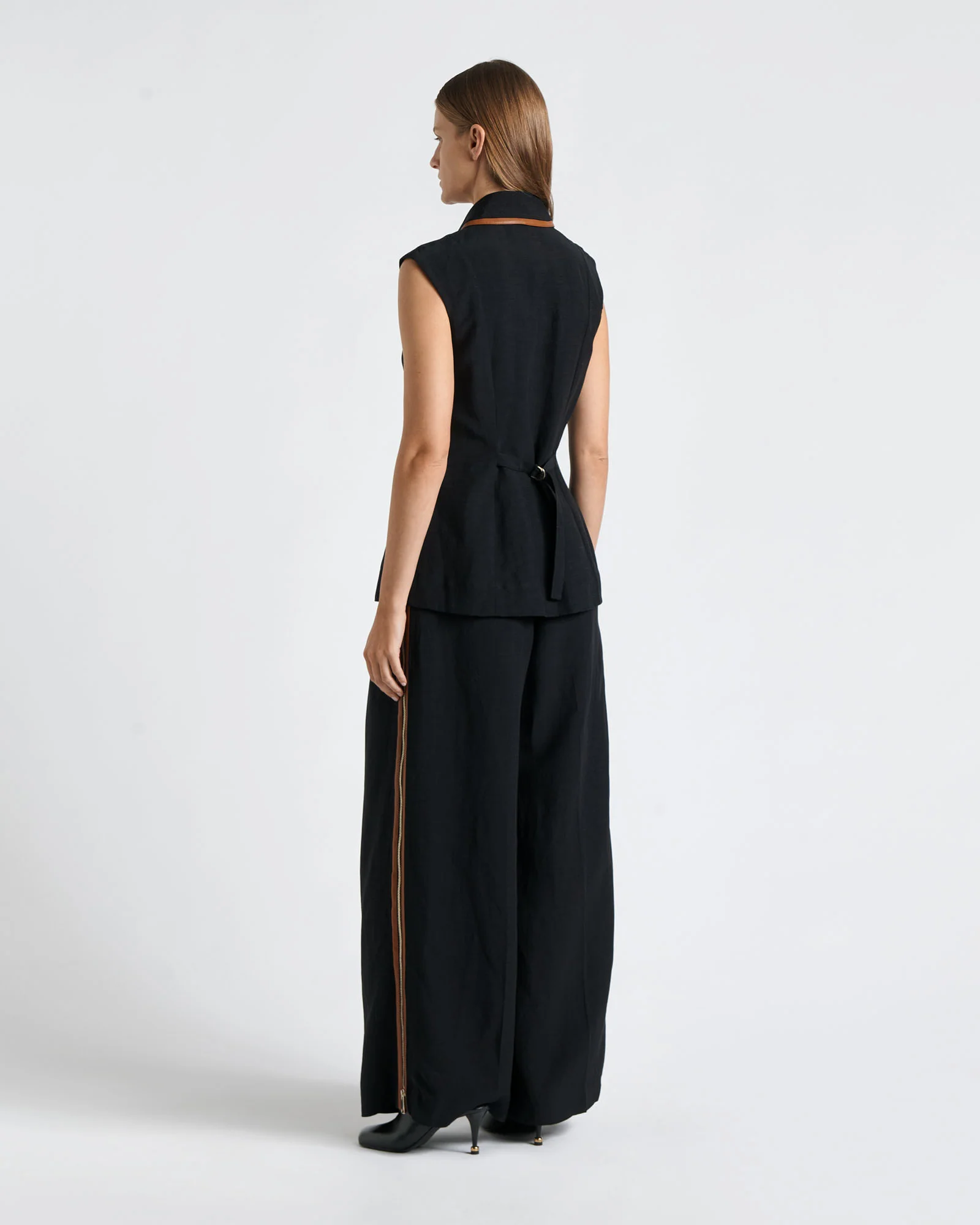 Viscose Blend Zip Front Top