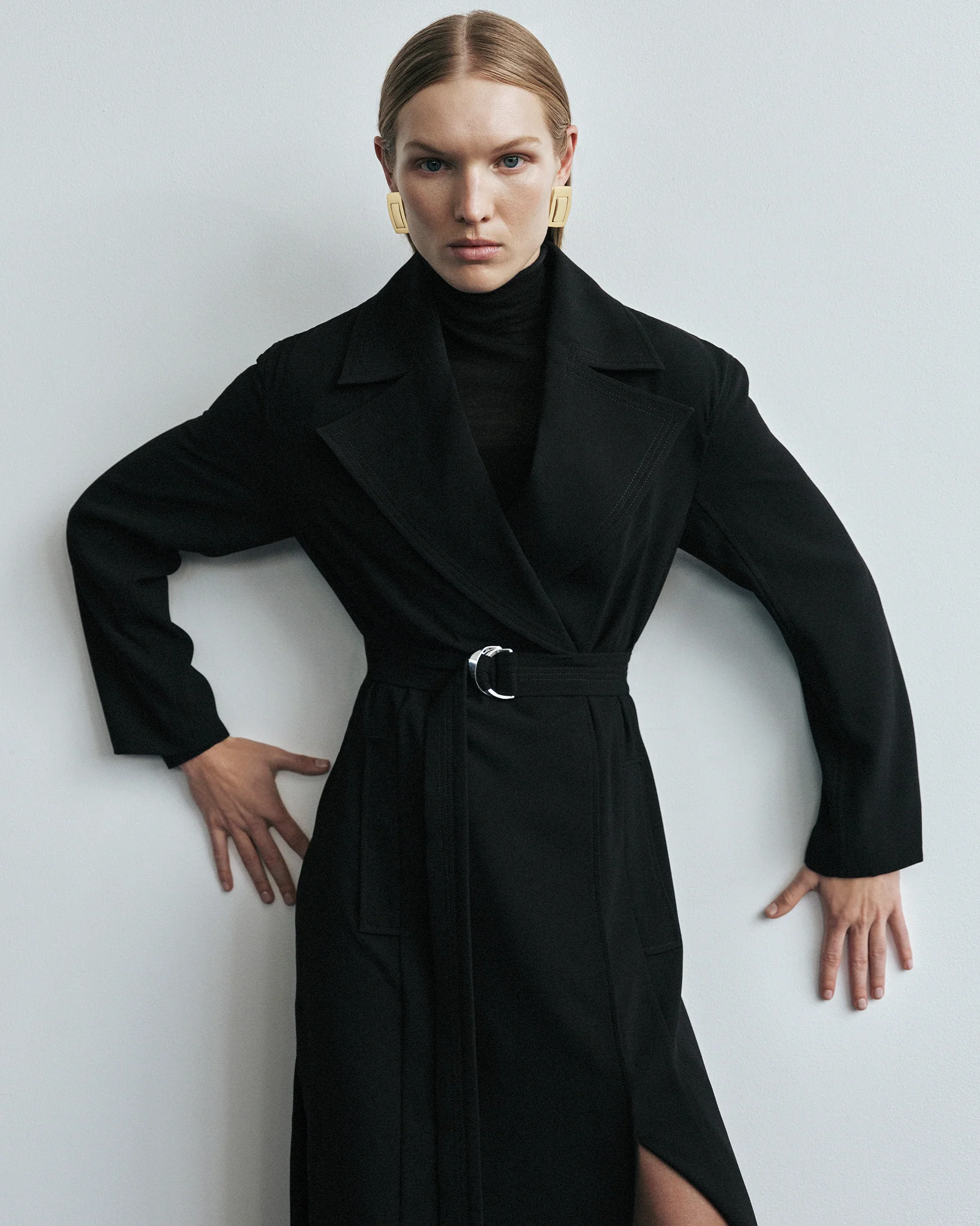 Recycled Crepe Belted Trench