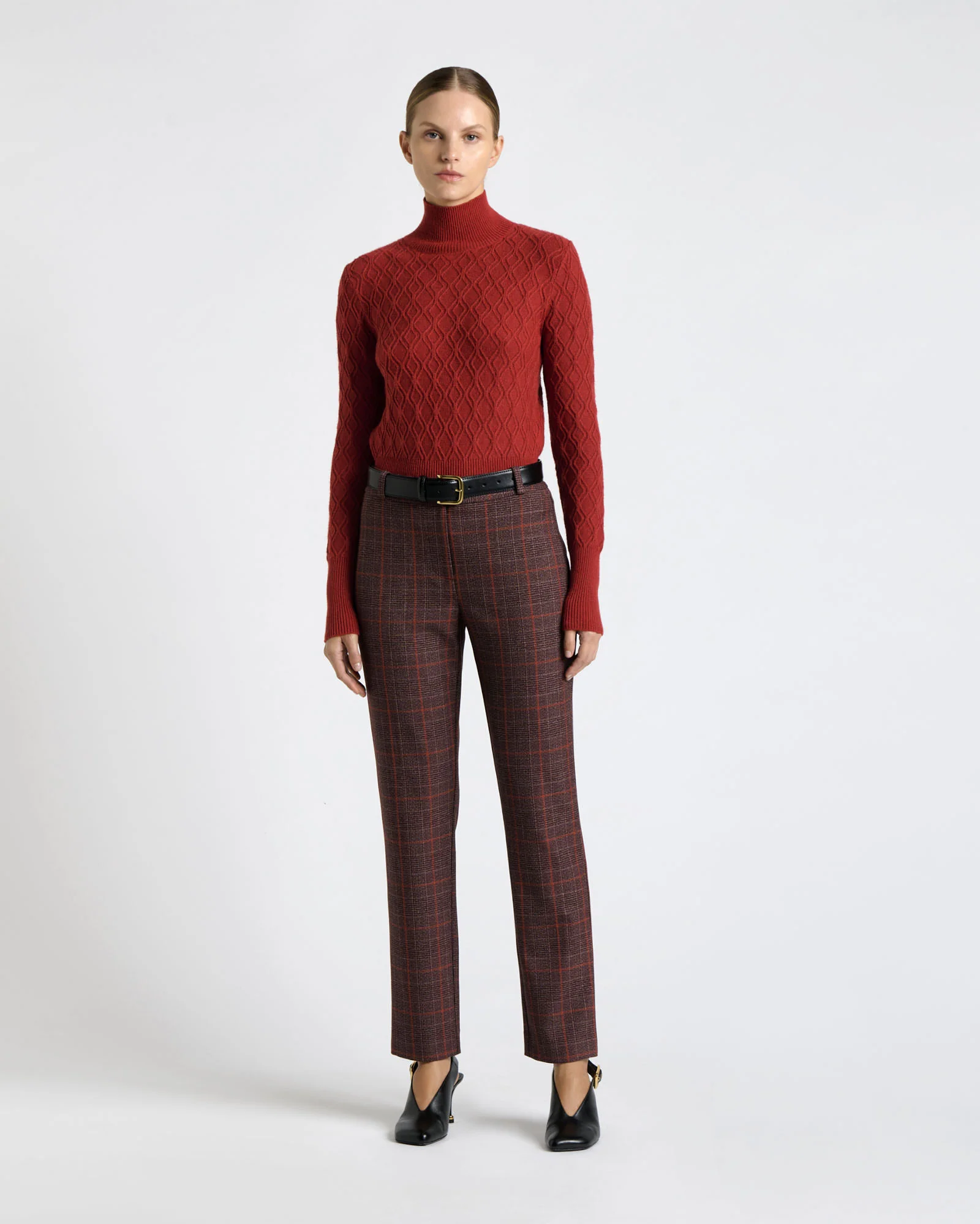 European Prince of Wales Check Slim Leg Pant