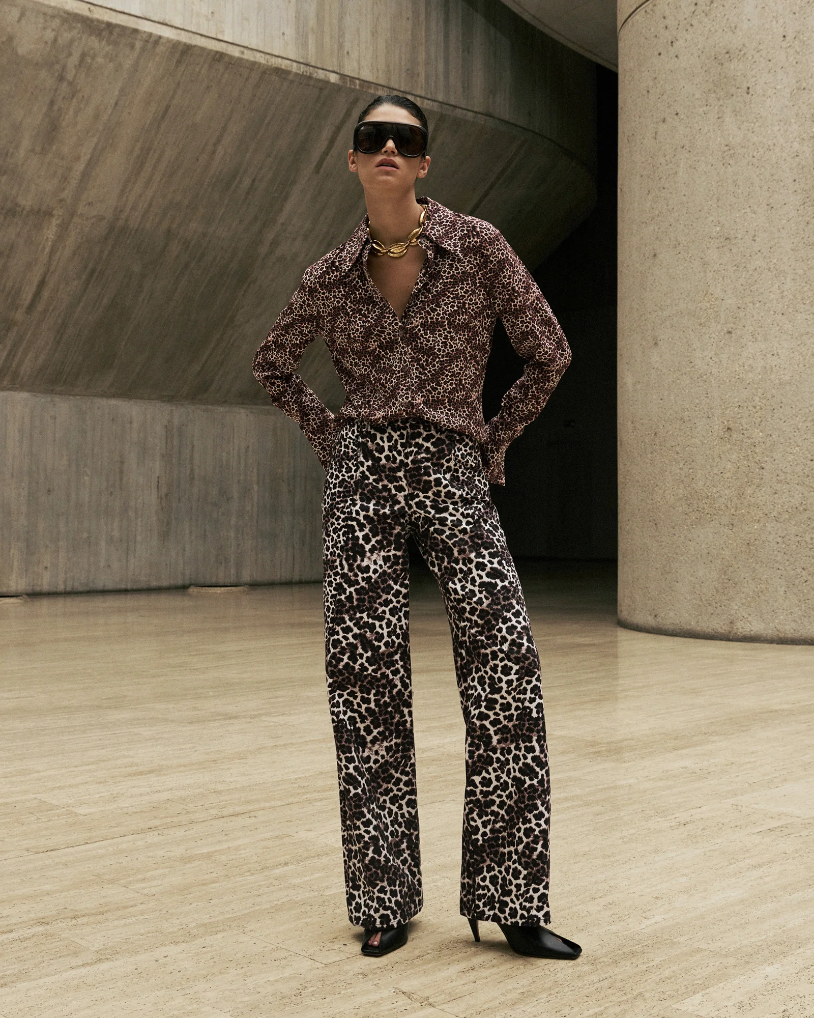 Leopard Viscose Fitted Shirt