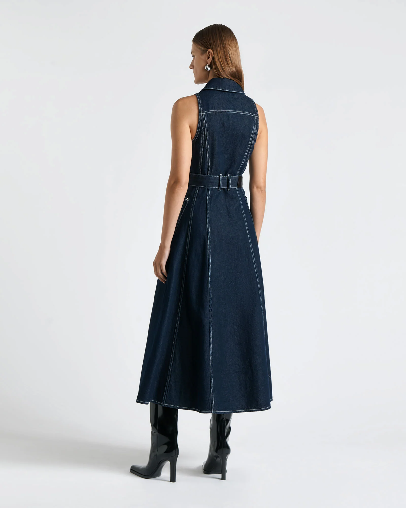 Dark Indigo Denim Midi Dress